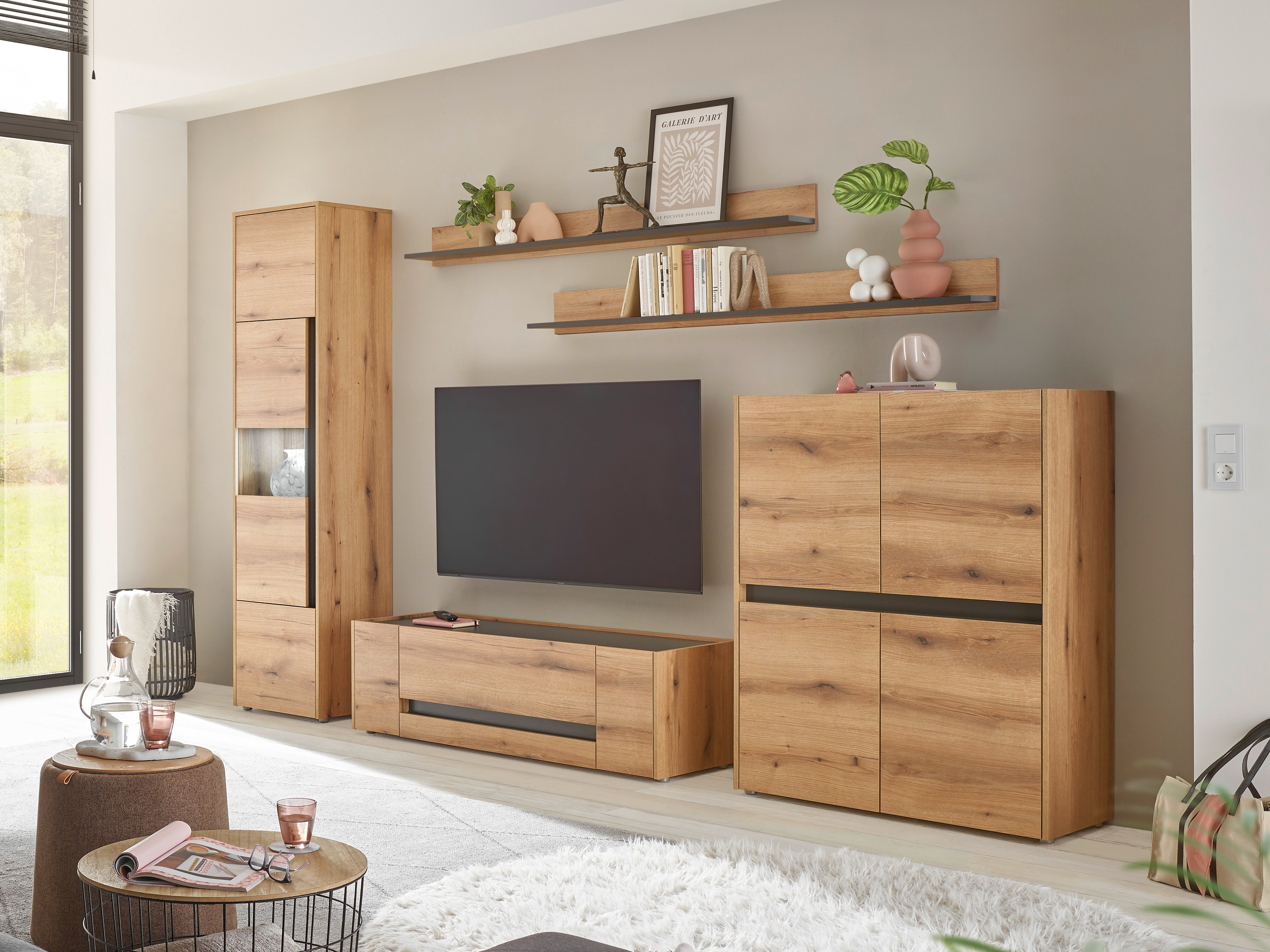 Komplet za dnevno sobo Elbsori 131 (Hrast + Antracit)