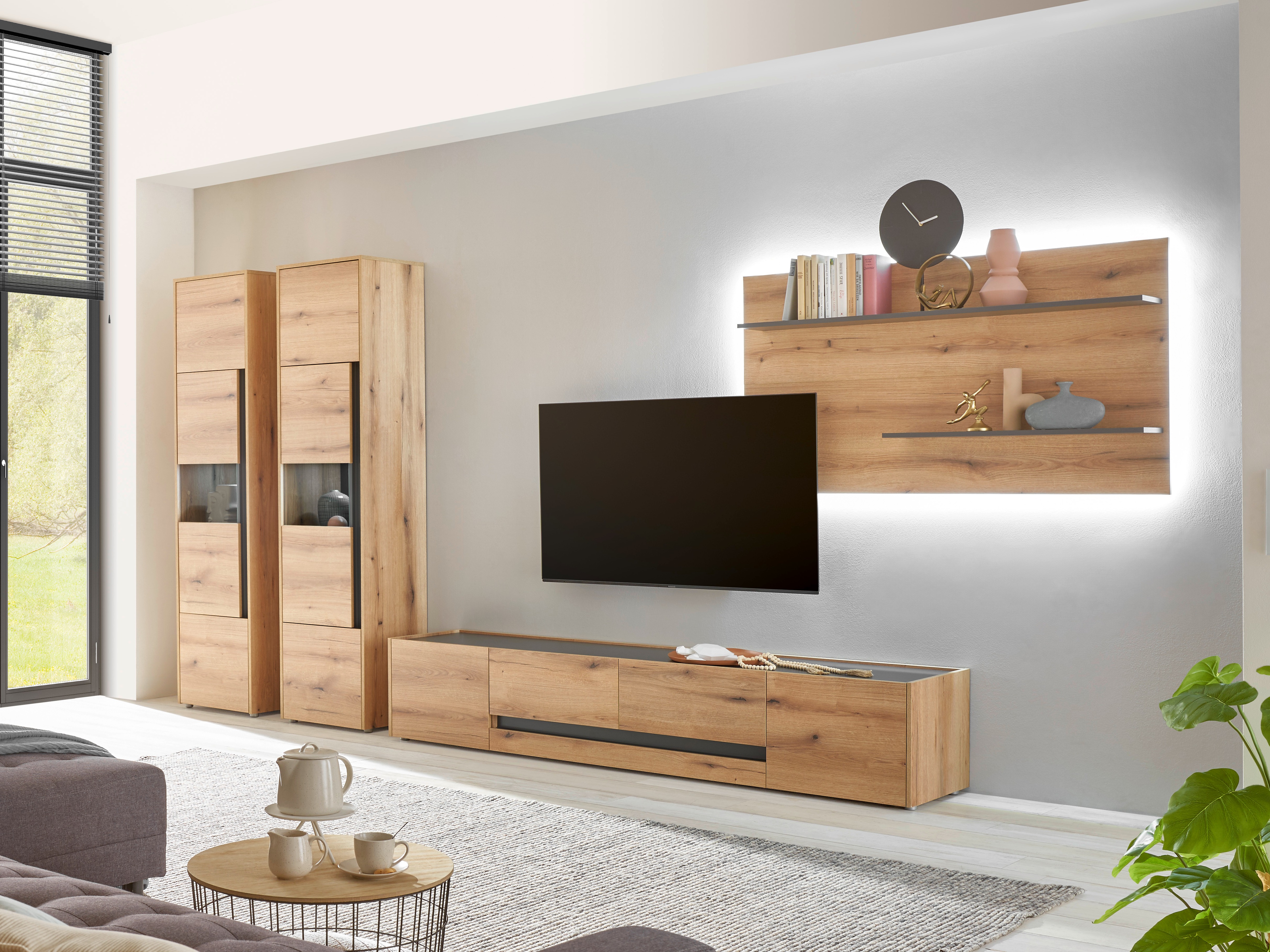 Komplet za dnevno sobo Elbsori 132 (Hrast + Antracit)