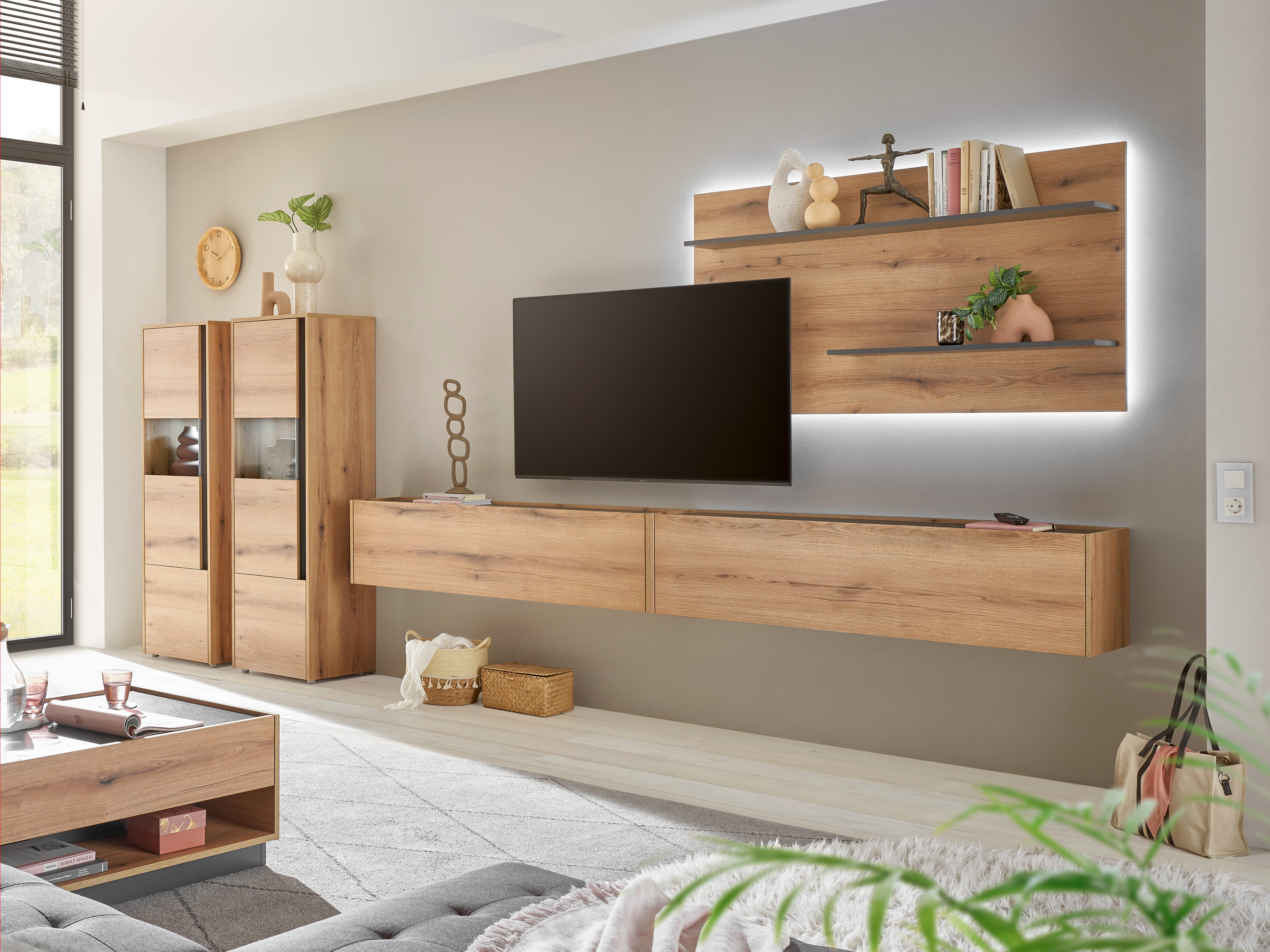 Komplet za dnevno sobo Elbsori 135 (Hrast + Antracit)