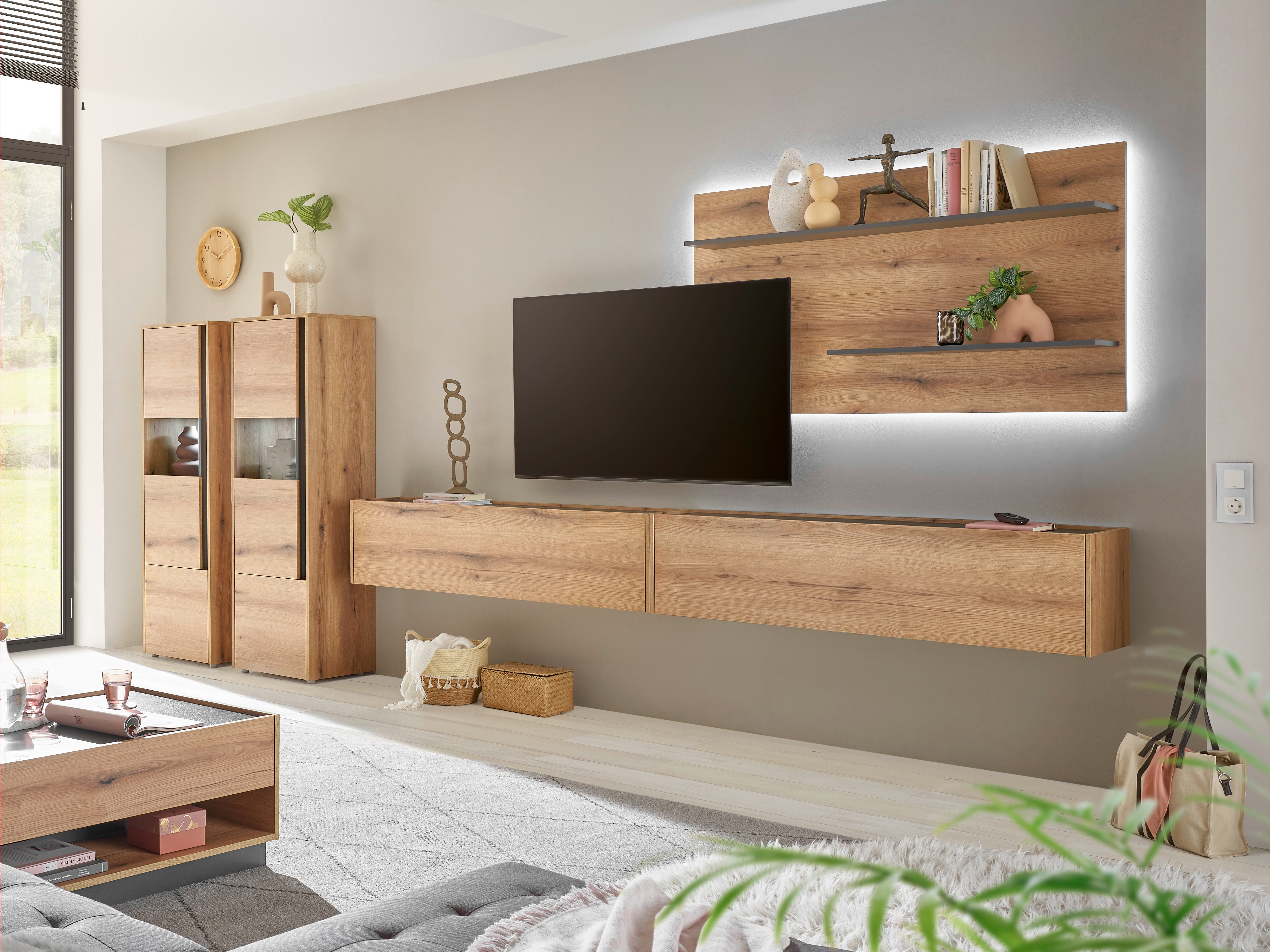 Komplet za dnevno sobo Elbsori 135 (Hrast + Antracit)