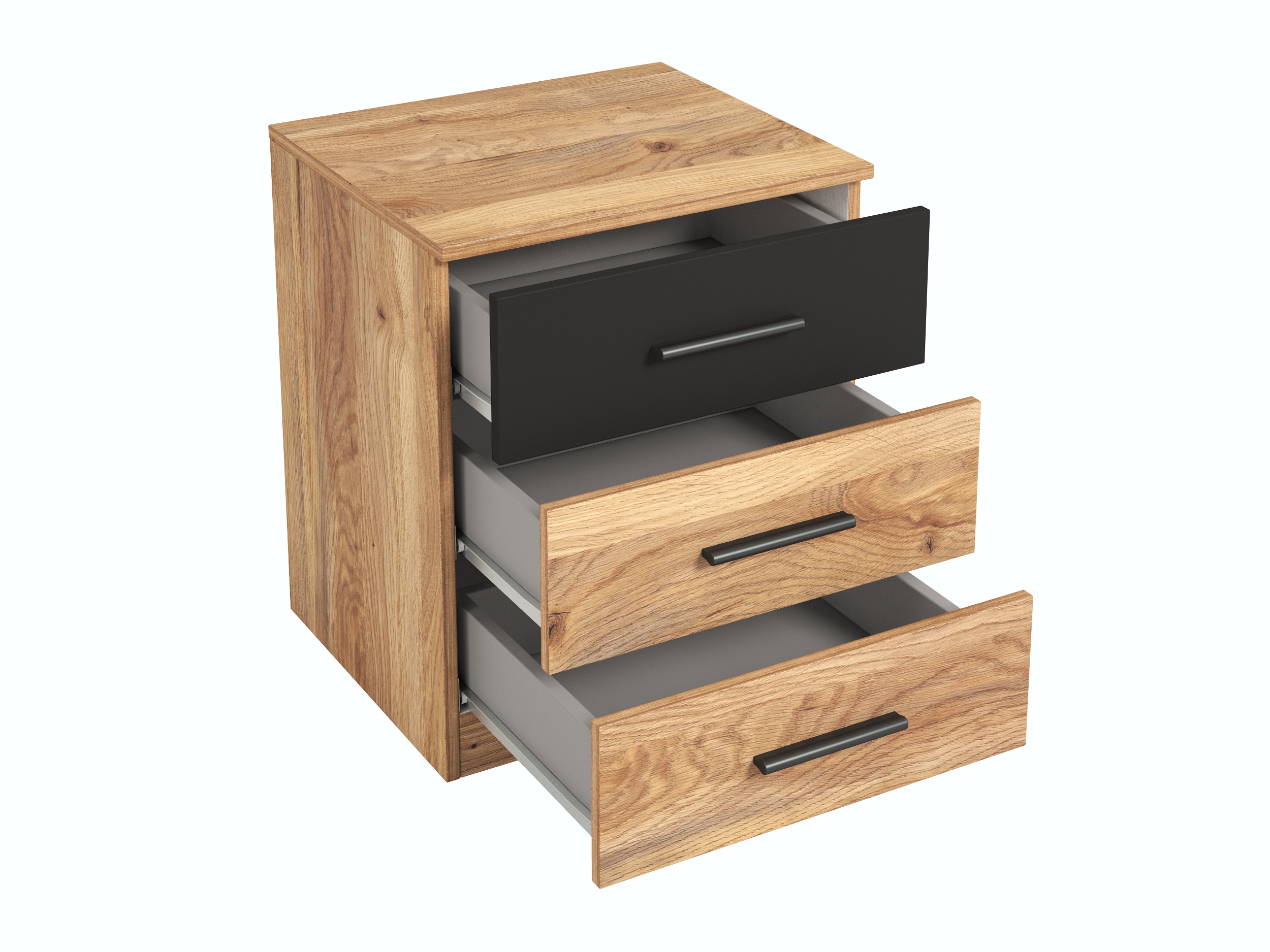 Nočna omarica Melvele 100 (Hrast + Črna)