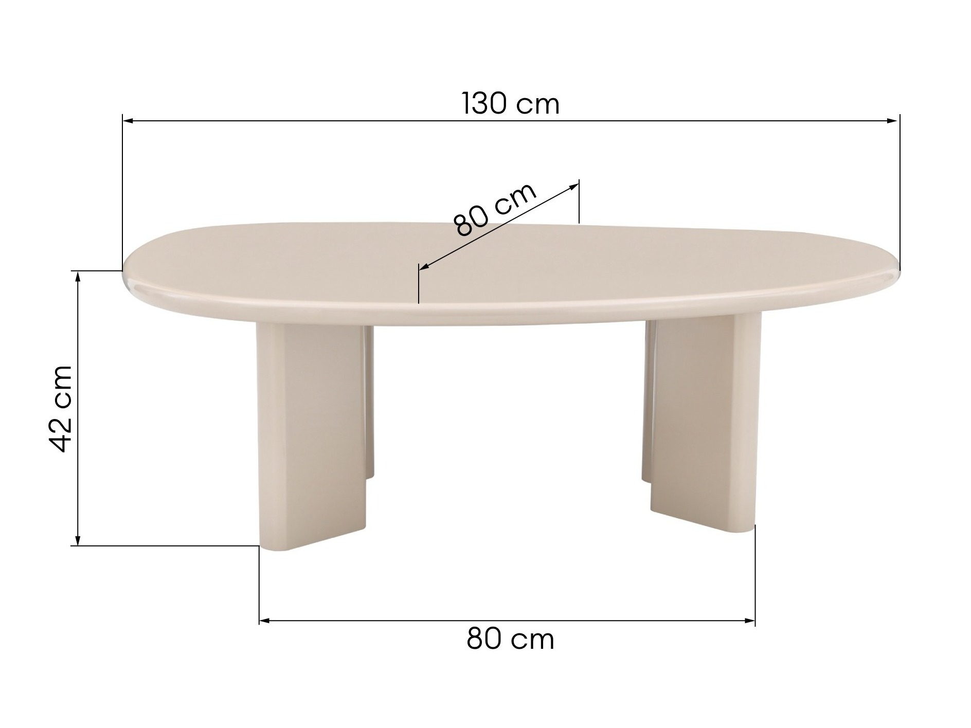 Klubska mizica Burleson 476 (Sijaj Bež)