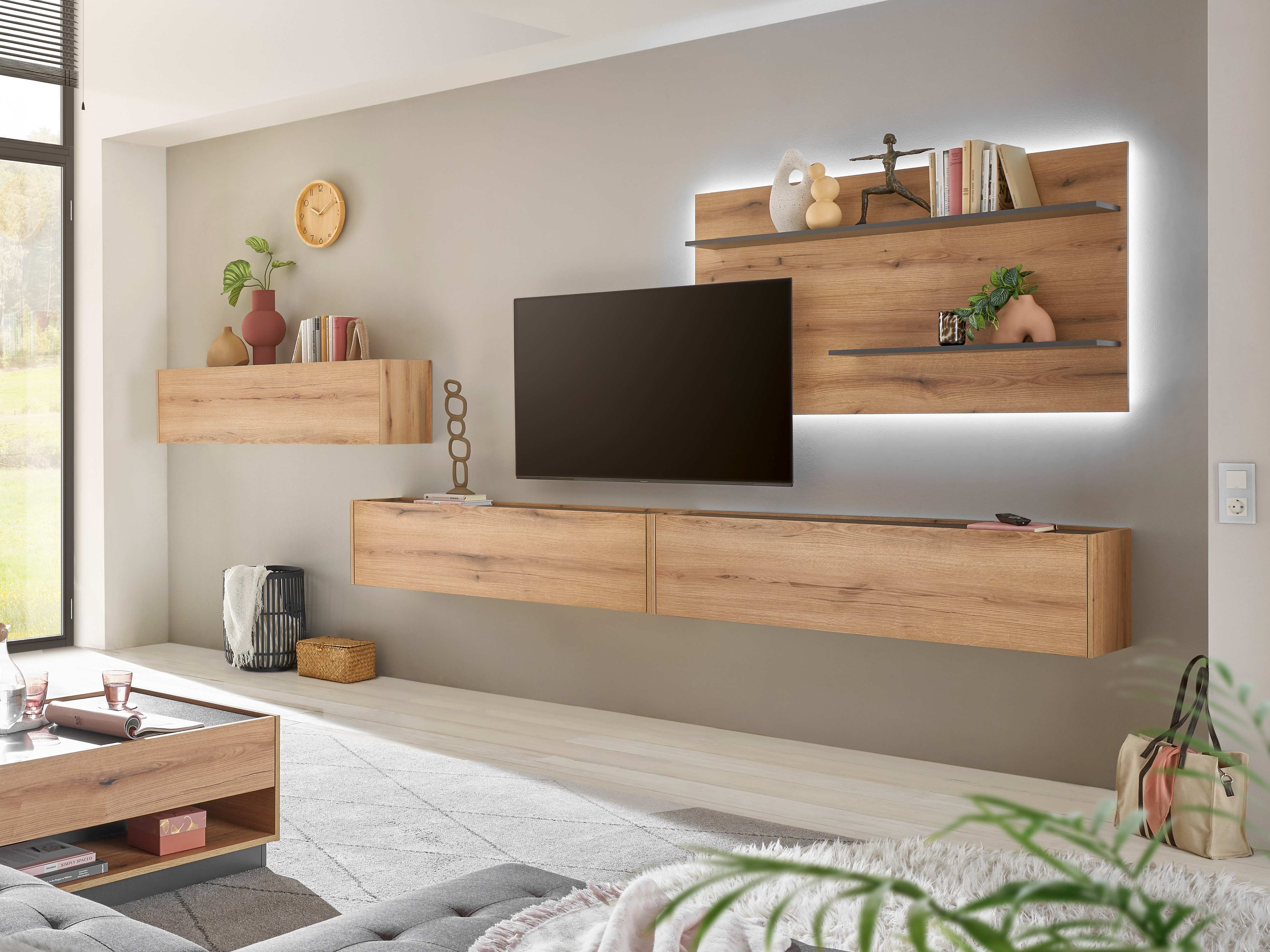 Komplet za dnevno sobo Elbsori 121 (Hrast + Antracit)