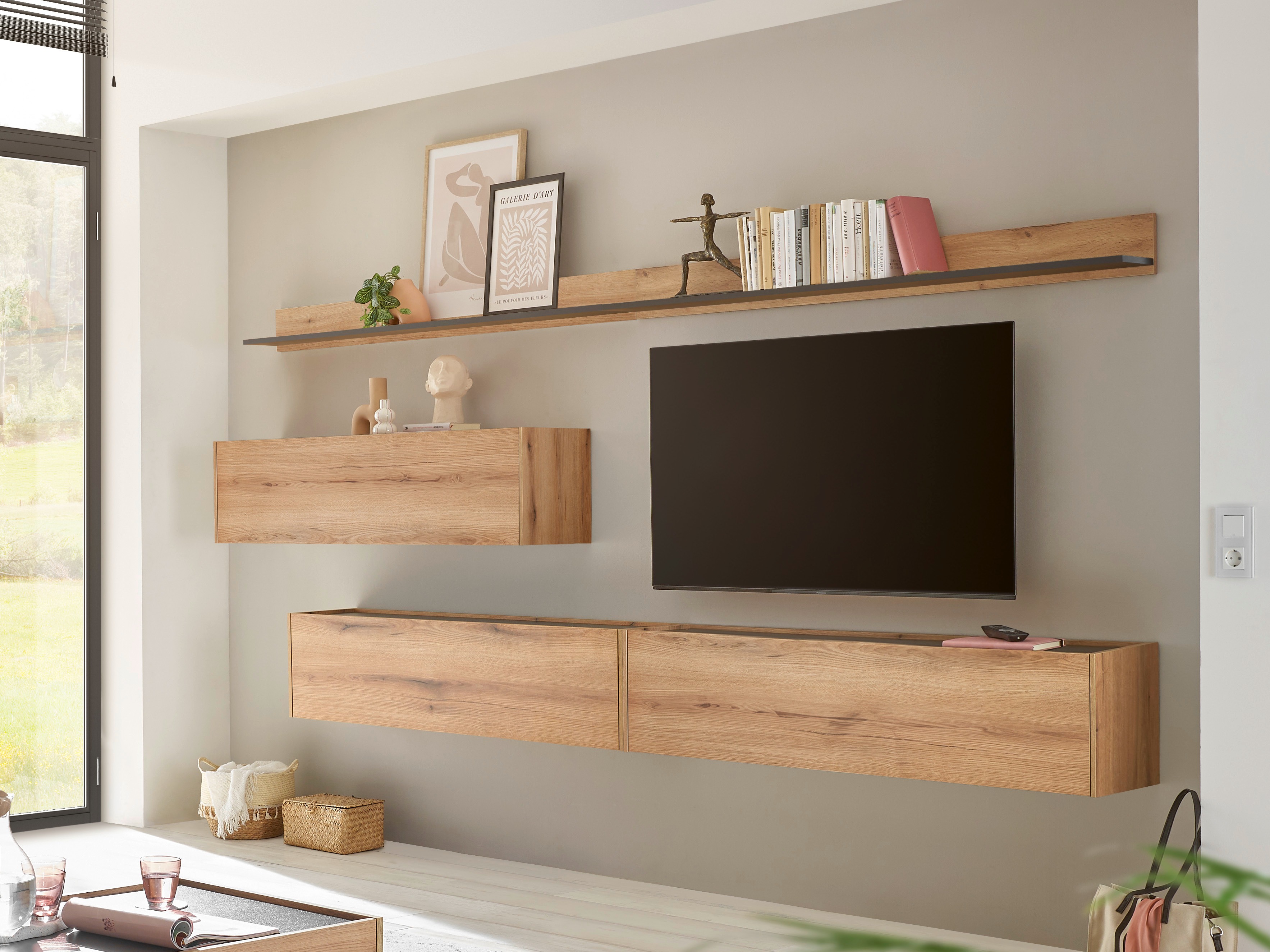 Komplet za dnevno sobo Elbsori 142 (Hrast + Antracit)