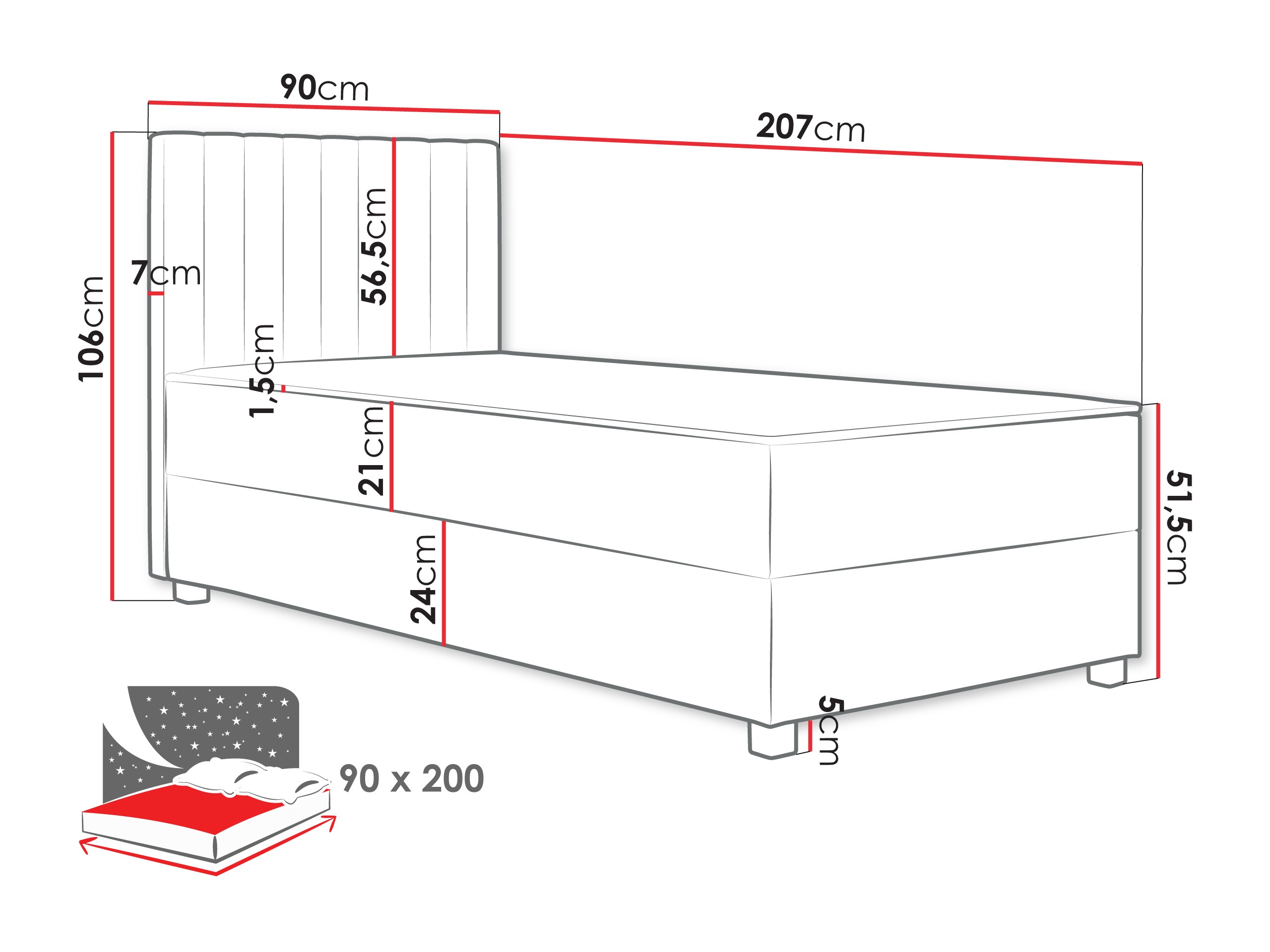 Boxspring postelja Soral (Manila 14)
