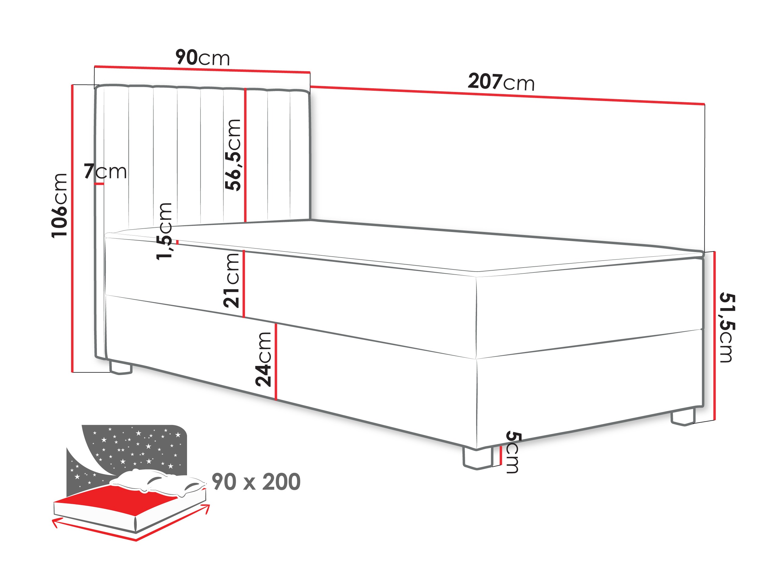 Boxspring postelja Soral (Manila 26)