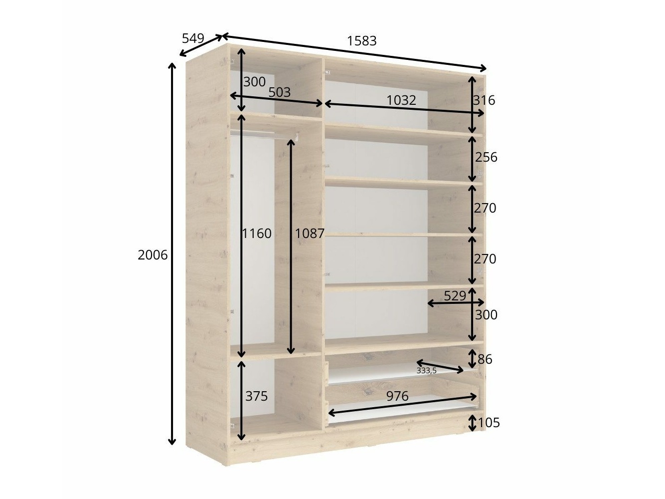 Garderobna omara Baytown 102 (Bela)