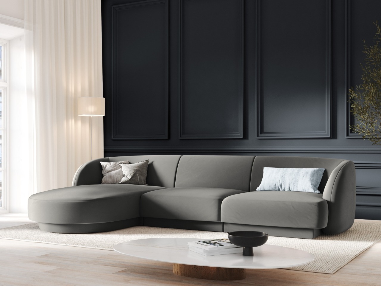 Modularna kotna sedežna garnitura Tivlomi 102 (Bluvel 13)