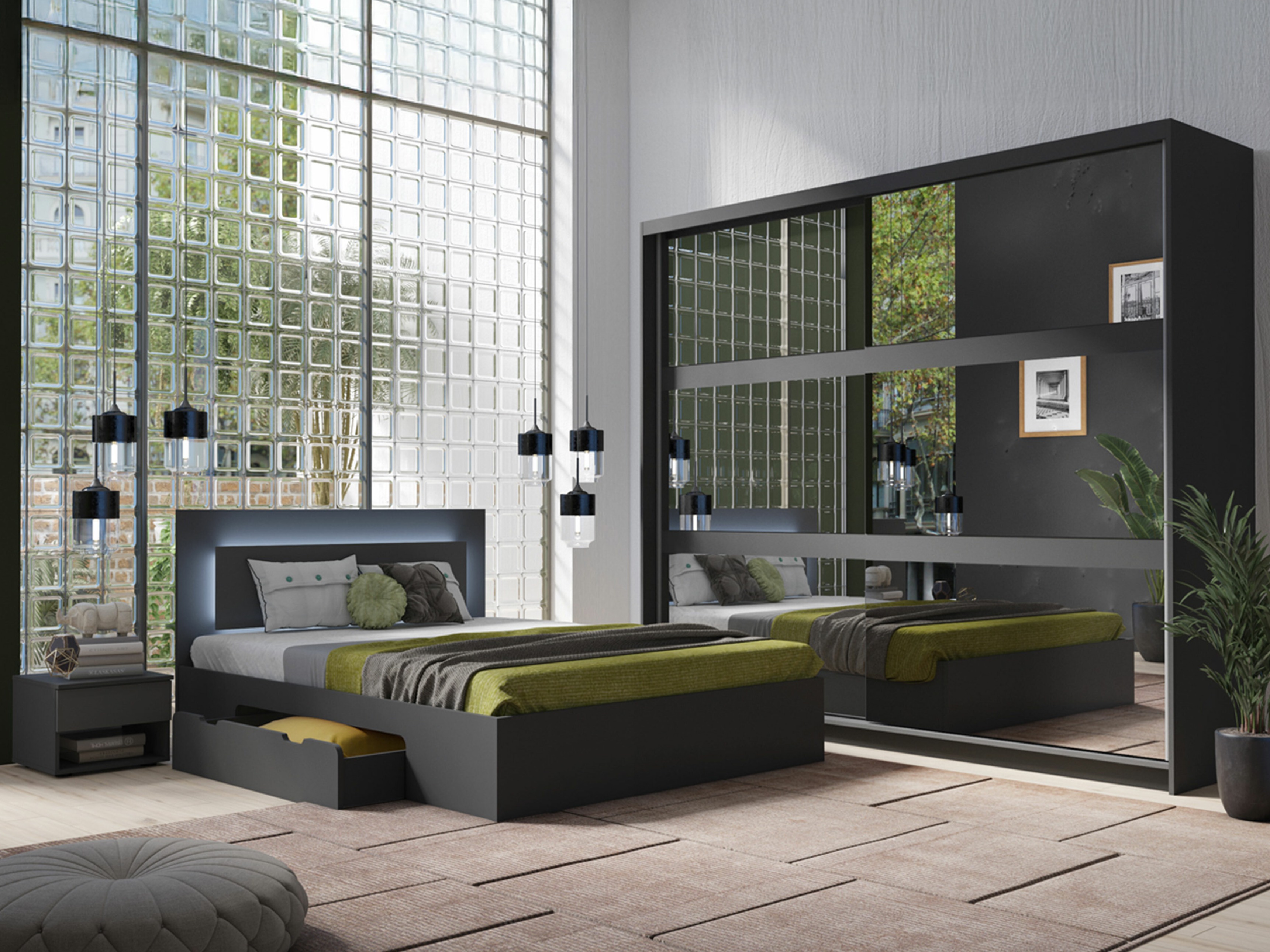 Komplet spalnic Odecira 104 (Grafit)