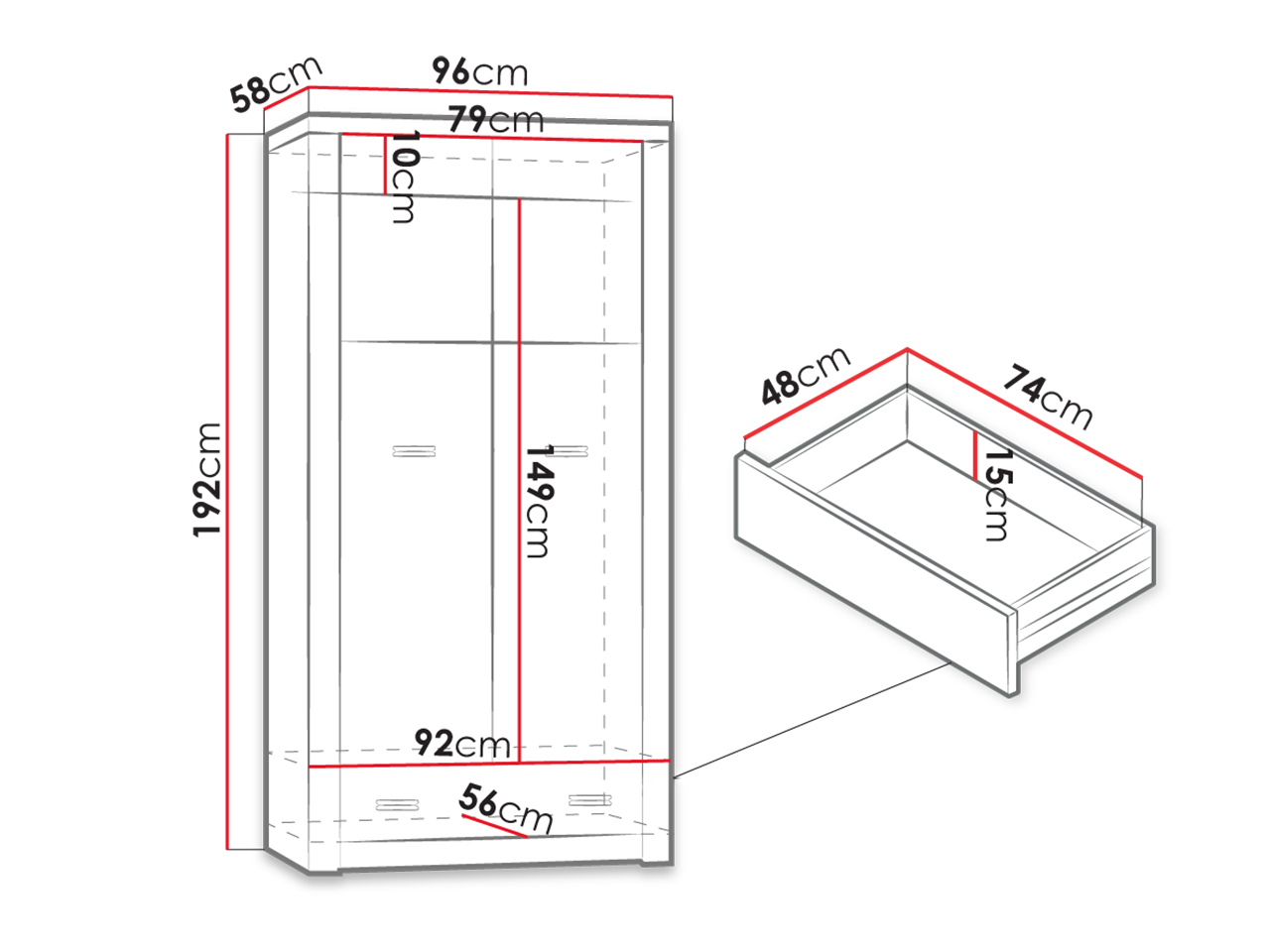 Garderobna omara Serfeno 100 (Temni jasen)