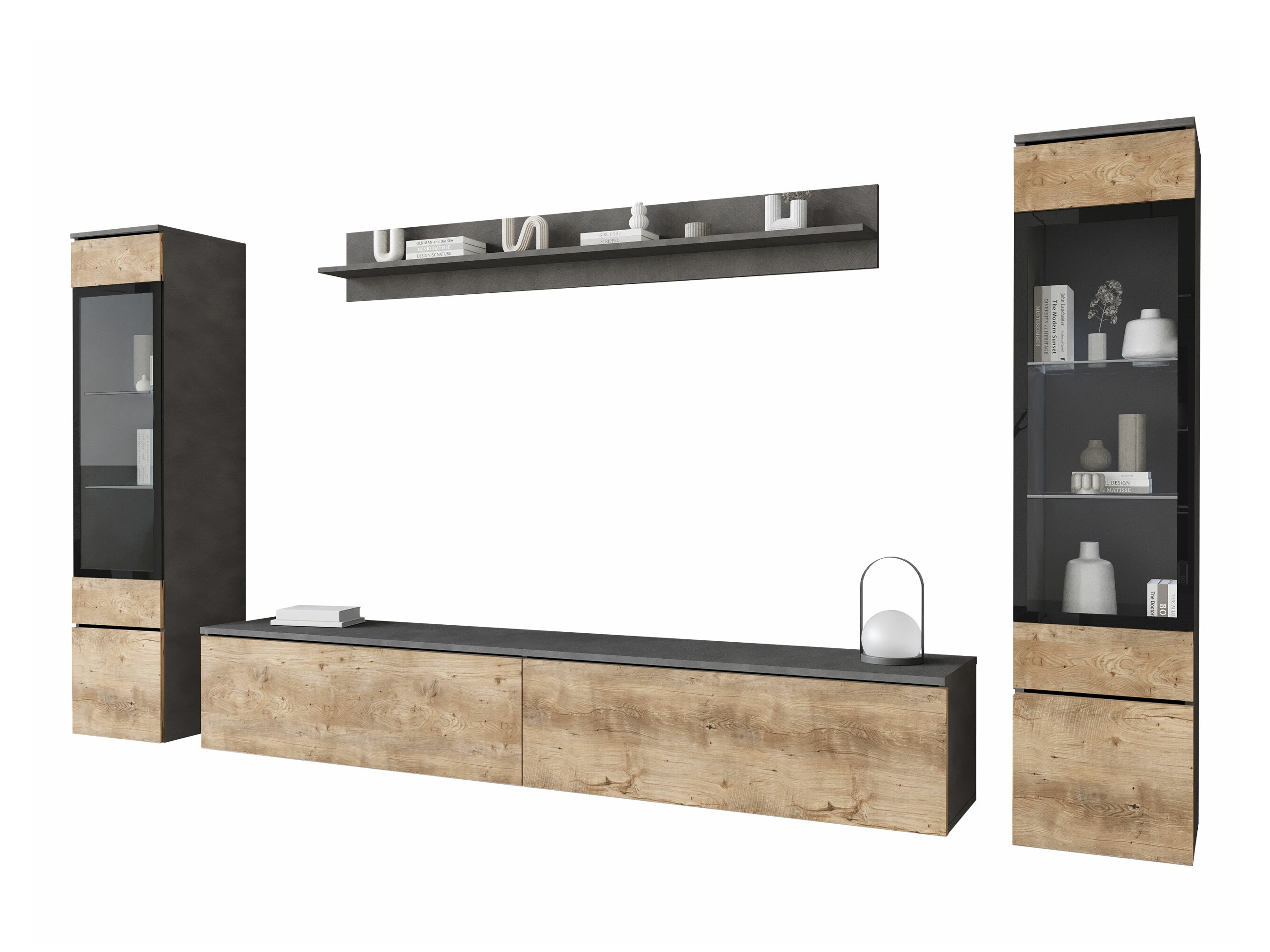 Komplet za dnevno sobo Sarasota 126 (Matera siva + Kostanj)