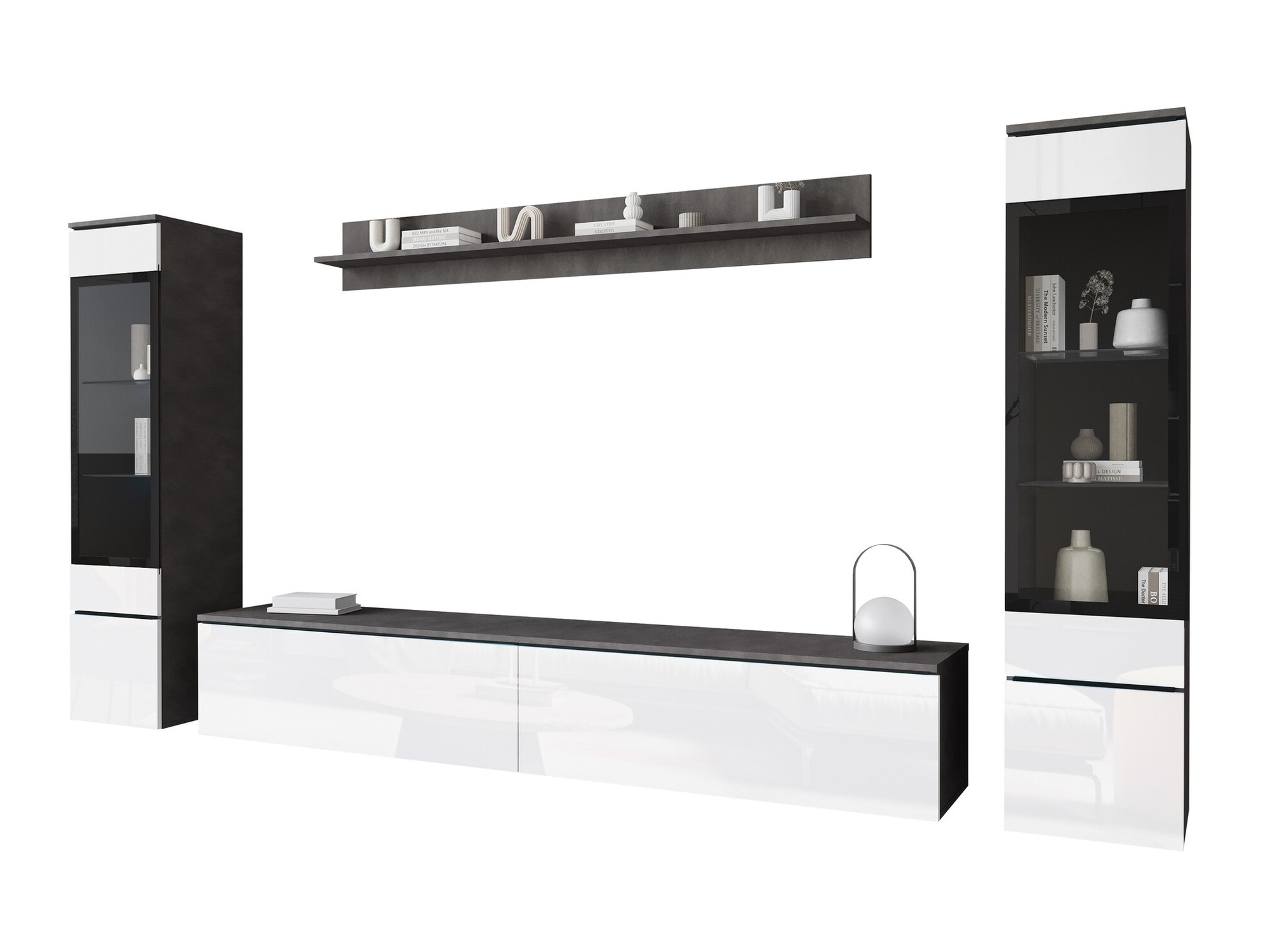 Komplet za dnevno sobo Sarasota 126 (Matera siva + Sijaj bela)