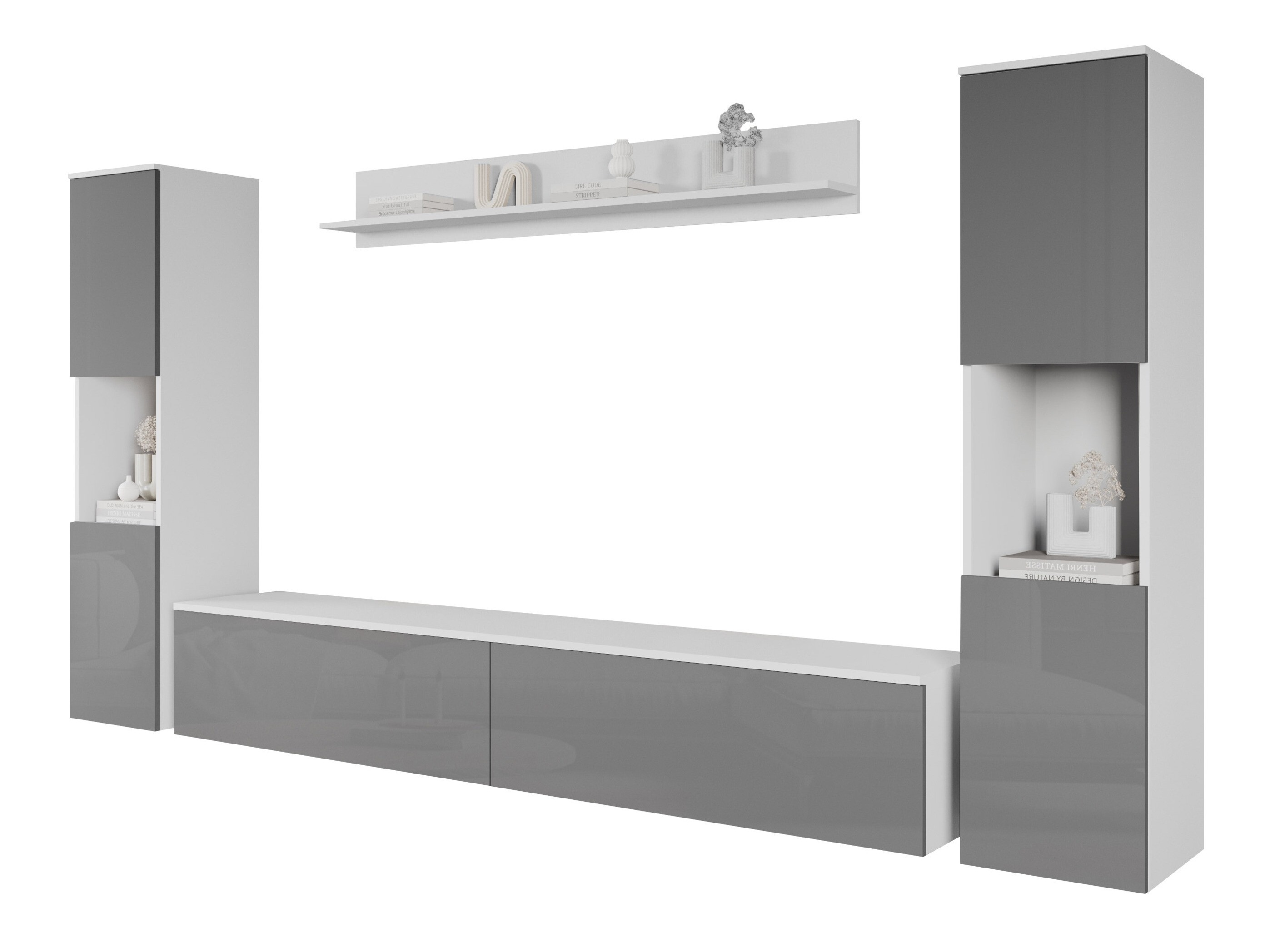 Komplet za dnevno sobo Sarasota 131 (Bela + Sijaj siva)