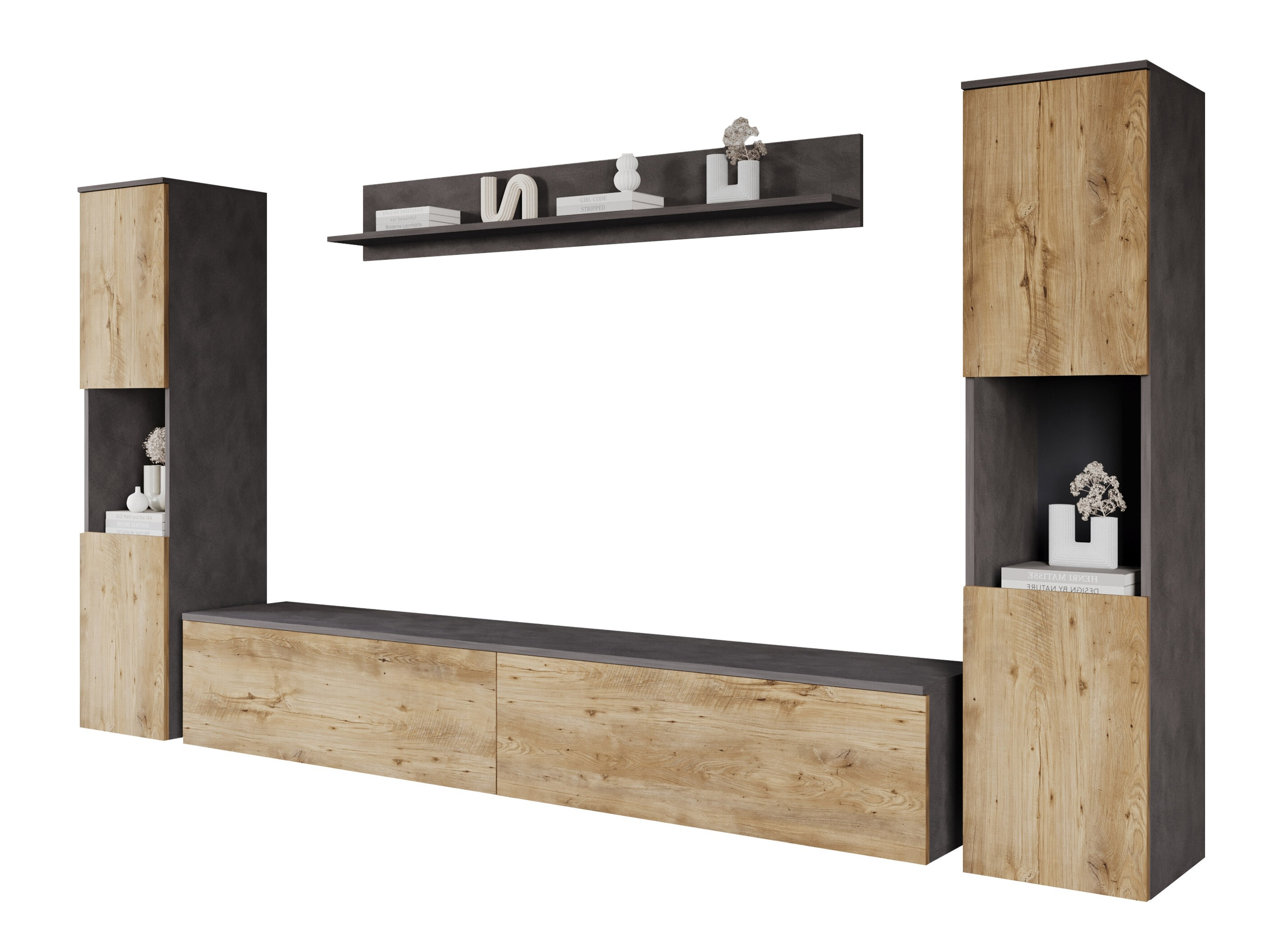 Komplet za dnevno sobo Sarasota 131 (Matera siva + Kostanj)