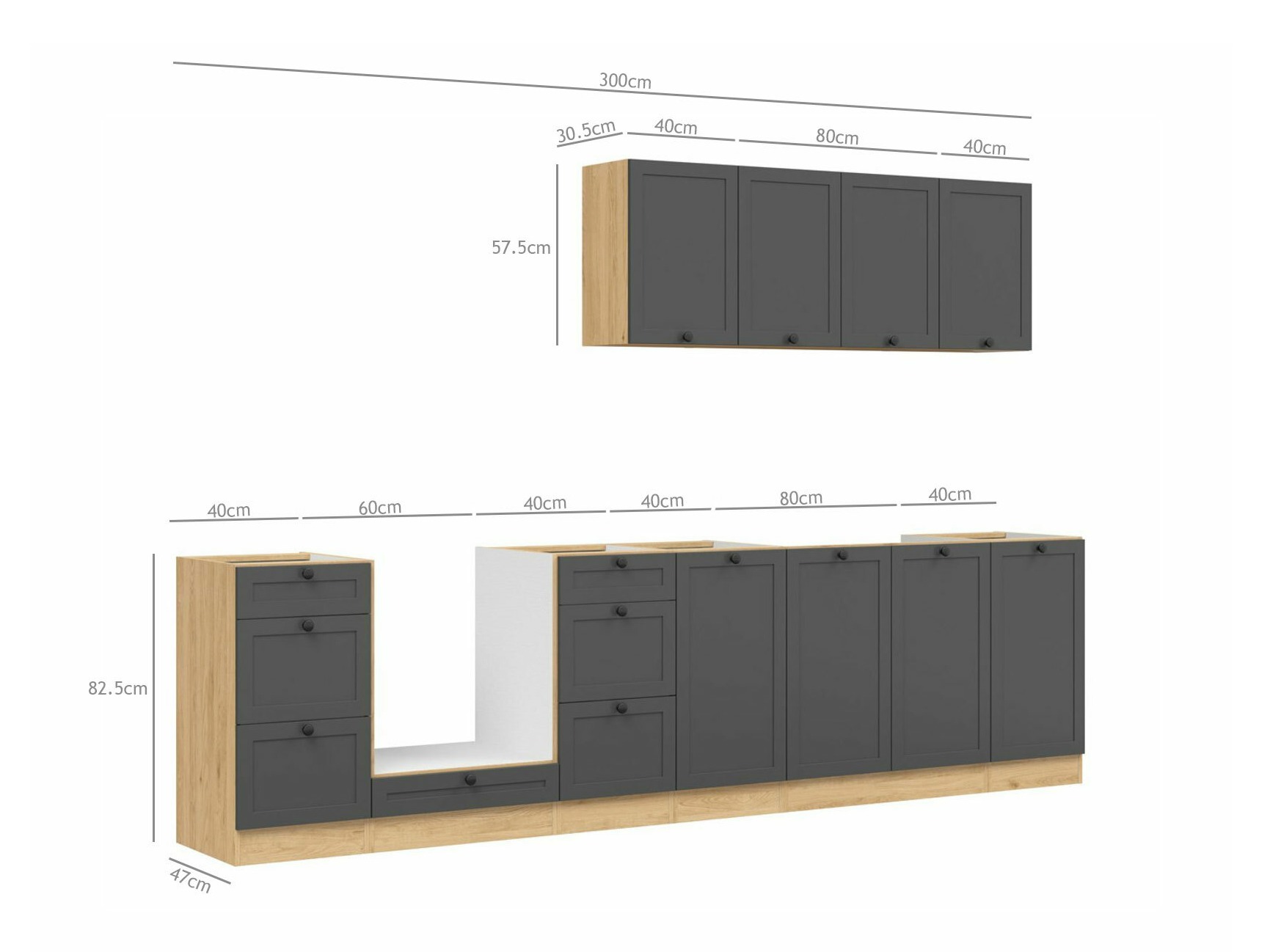 Modularni kuhinjski komplet Classic Grey Oak 119