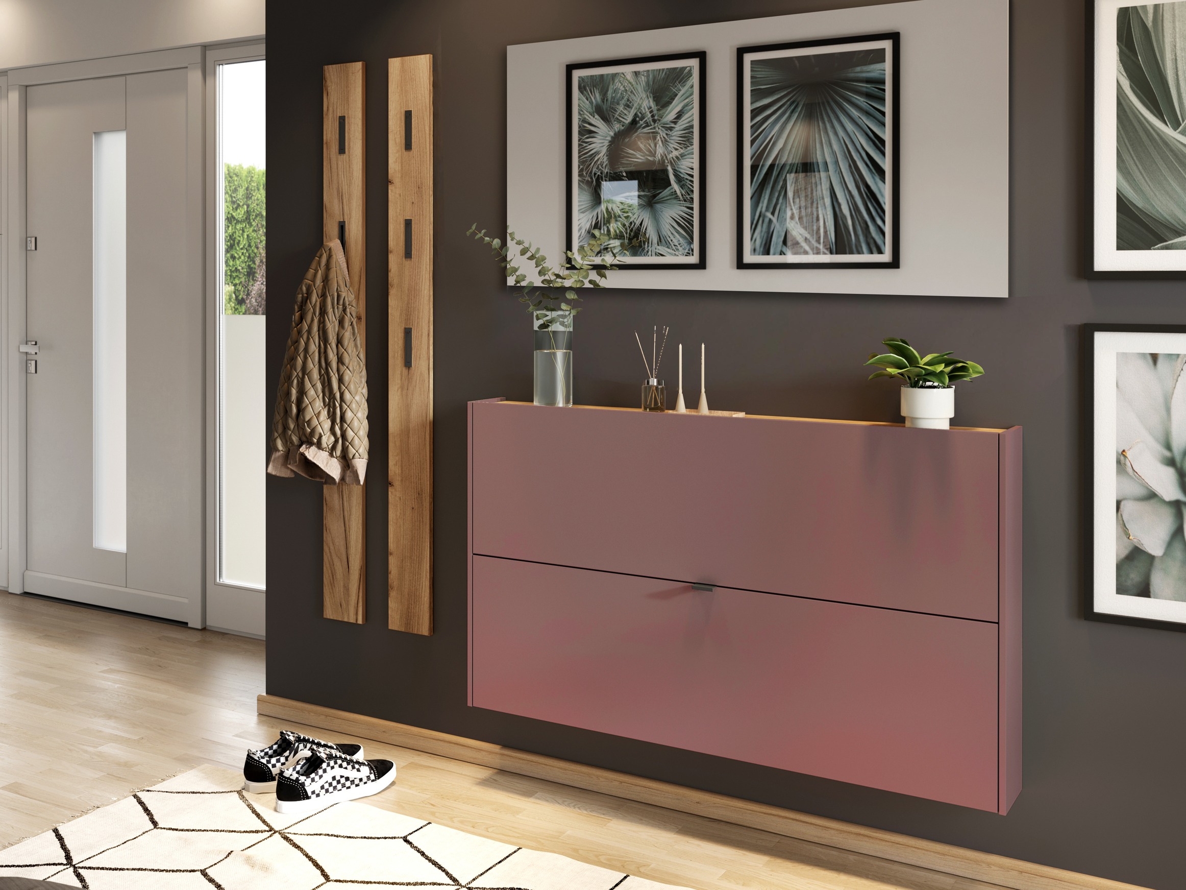 Omarica za čevlje Cirsale 108 (Umazano roza + Navarra hrast)