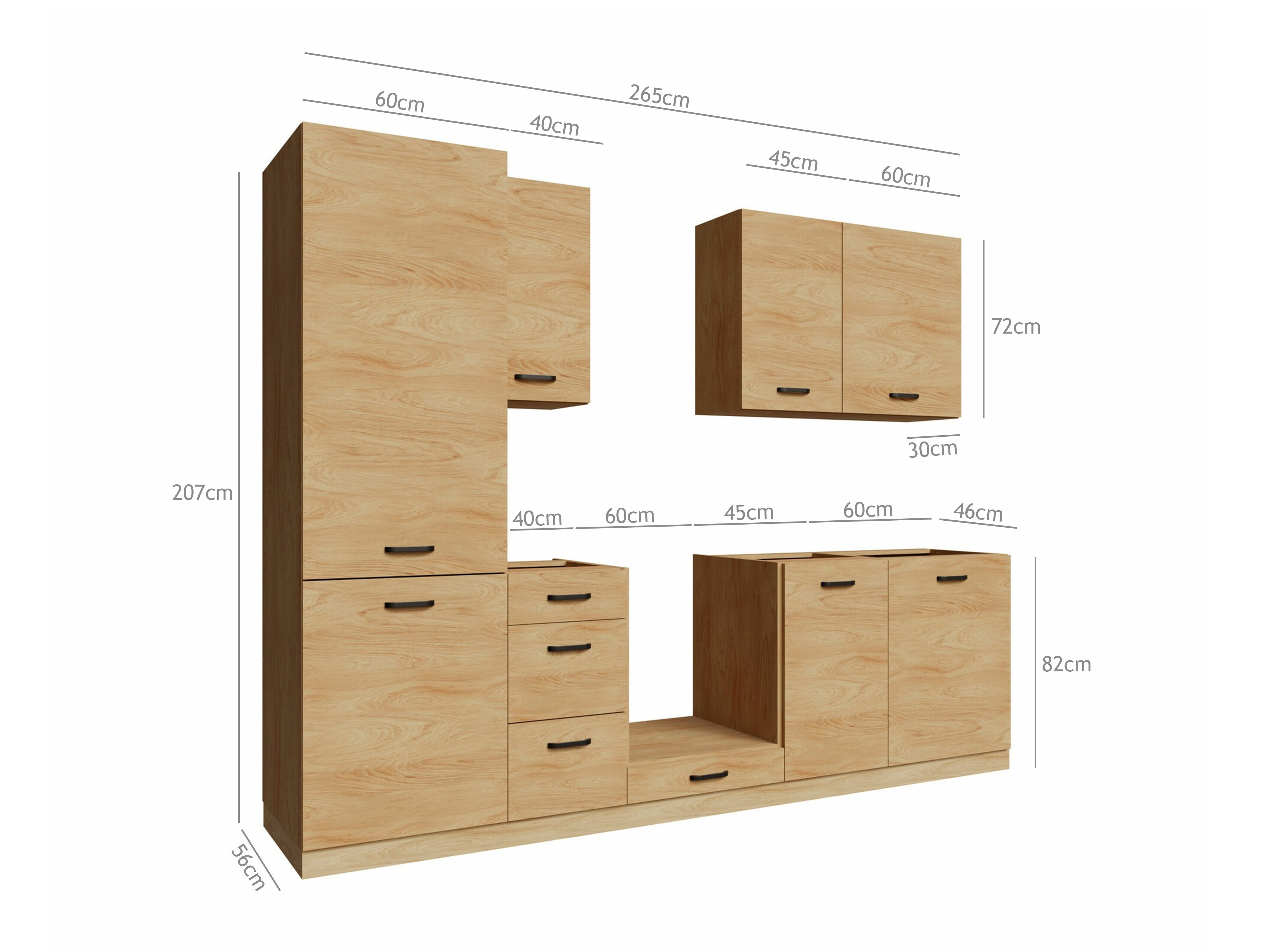 Modularni kuhinjski komplet Amper Oak 167