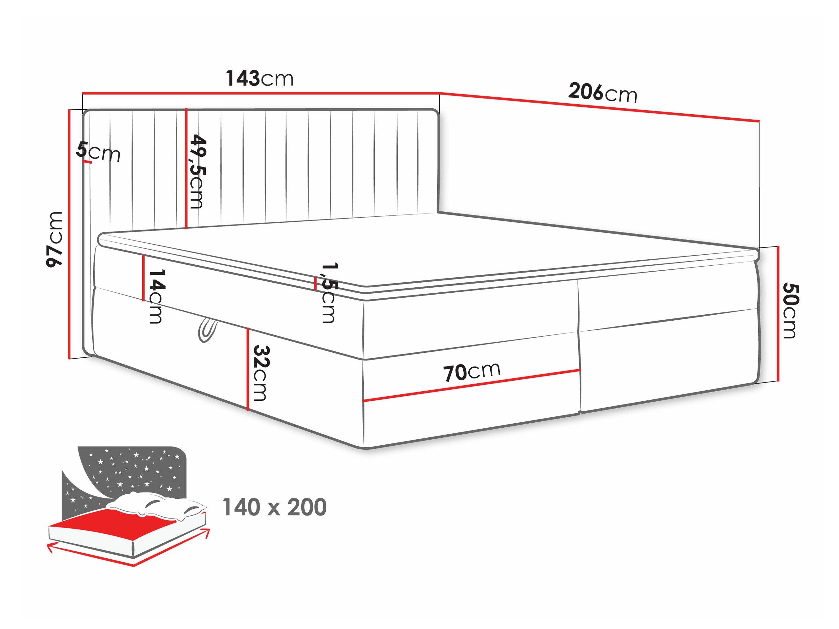 Boxspring postelja Comfivo Apis I (Polo 889)