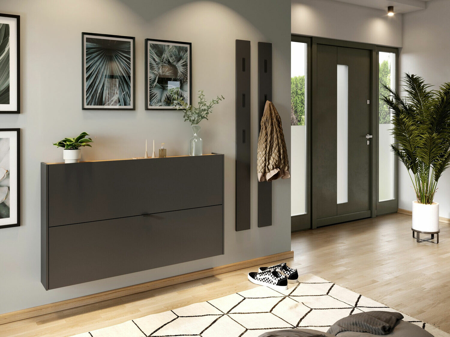 Komplet za predsobo Cirsale 109 (Grafit + Navarra hrast)