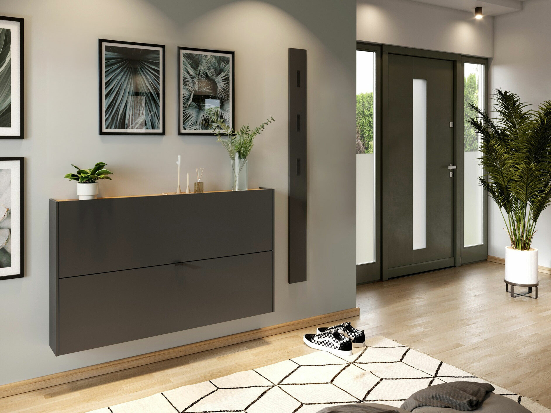 Komplet za predsobo Cirsale 109 (Grafit + Navarra hrast)