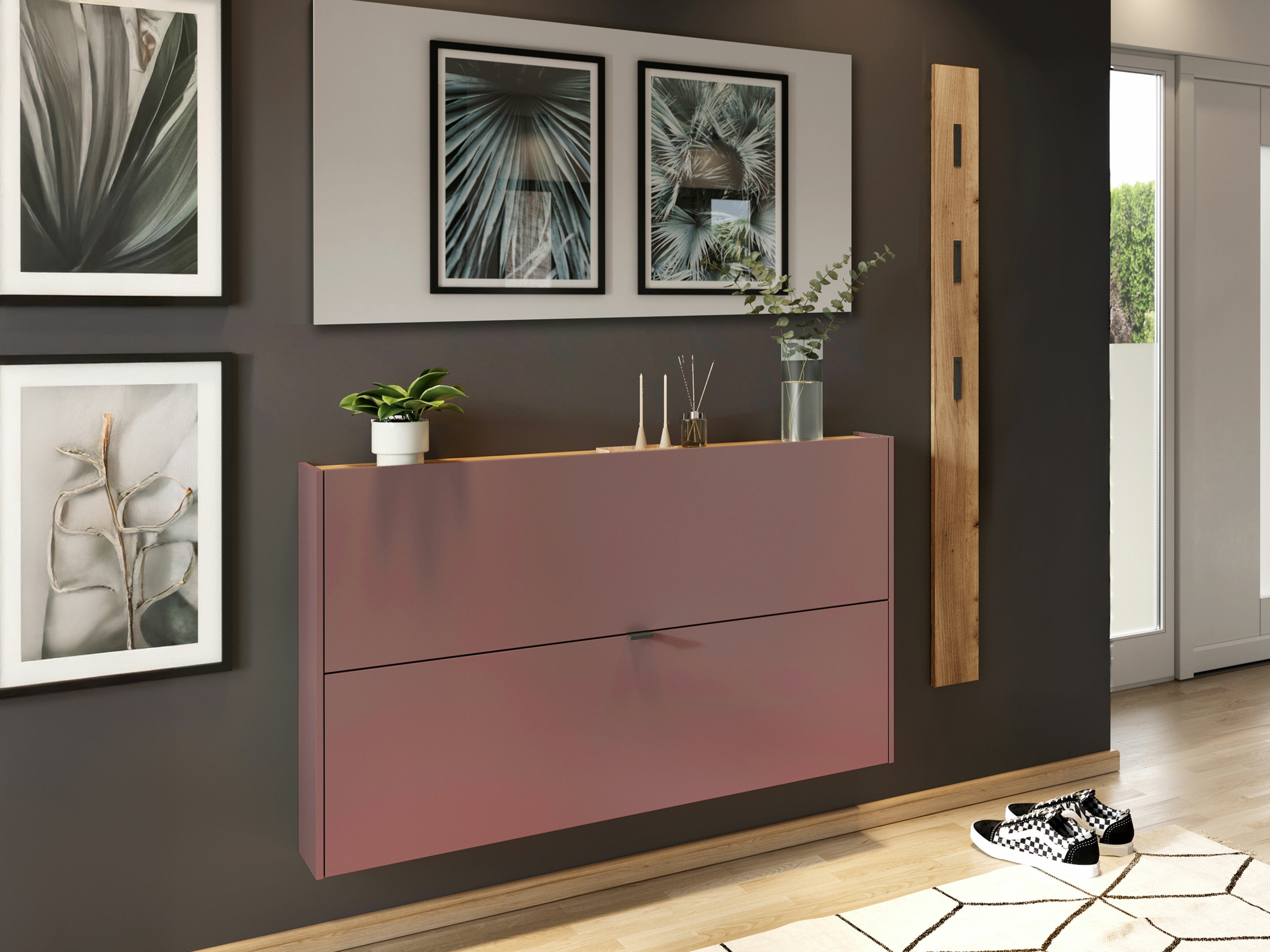 Komplet za predsobo Cirsale 109 (Umazano roza + Navarra hrast)