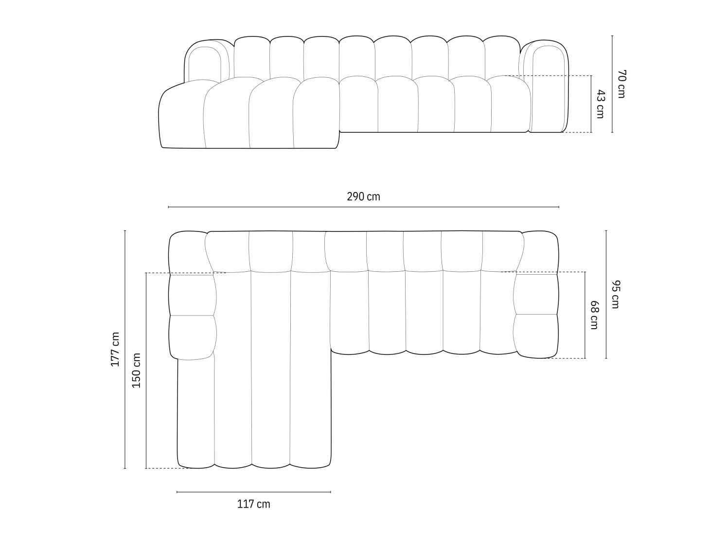 Modularna kotna sedežna garnitura Cirleve 106 (Baloo 2074)