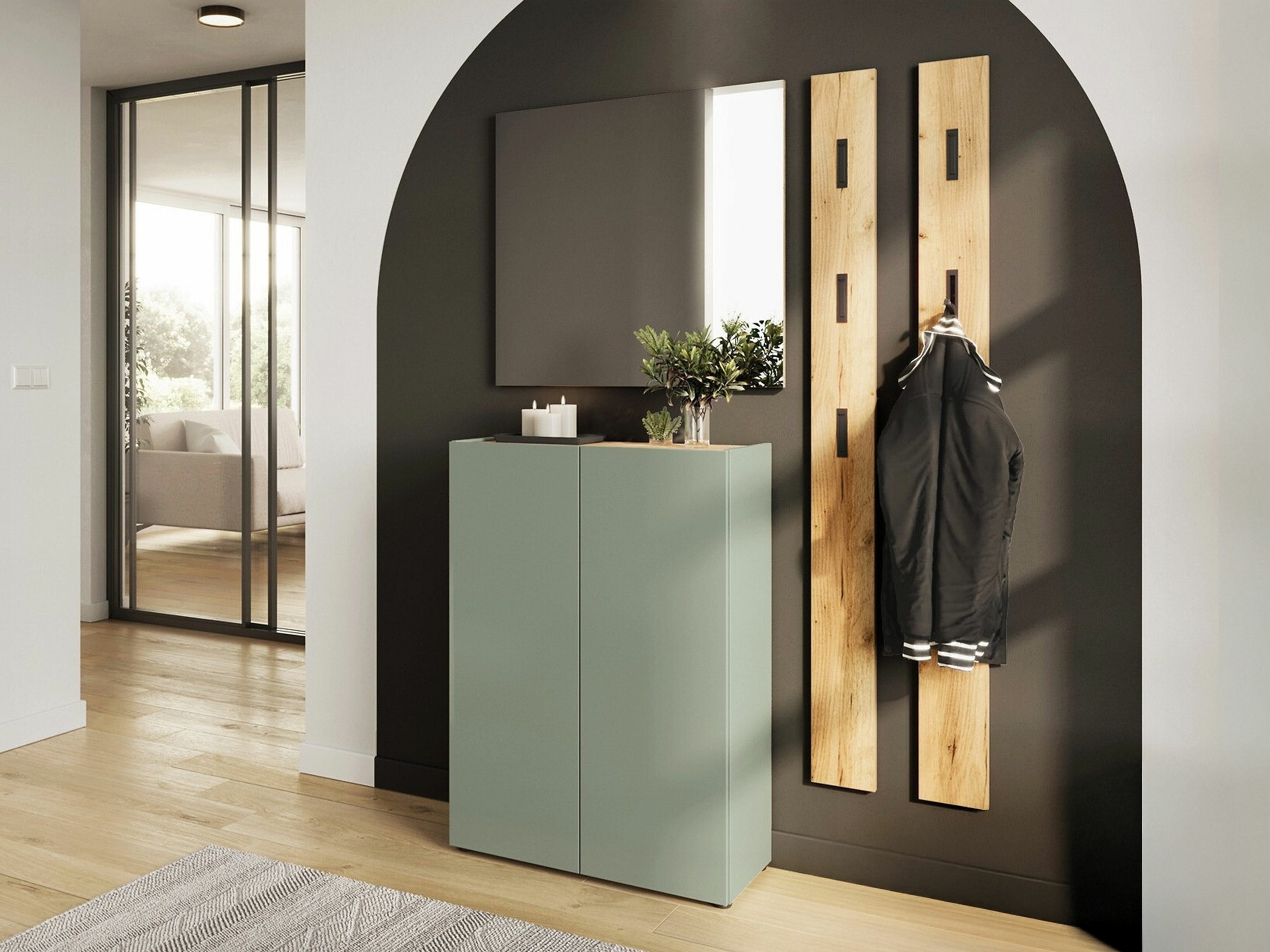 Komplet za predsobo Lircamu 102 (Prašno zelena)