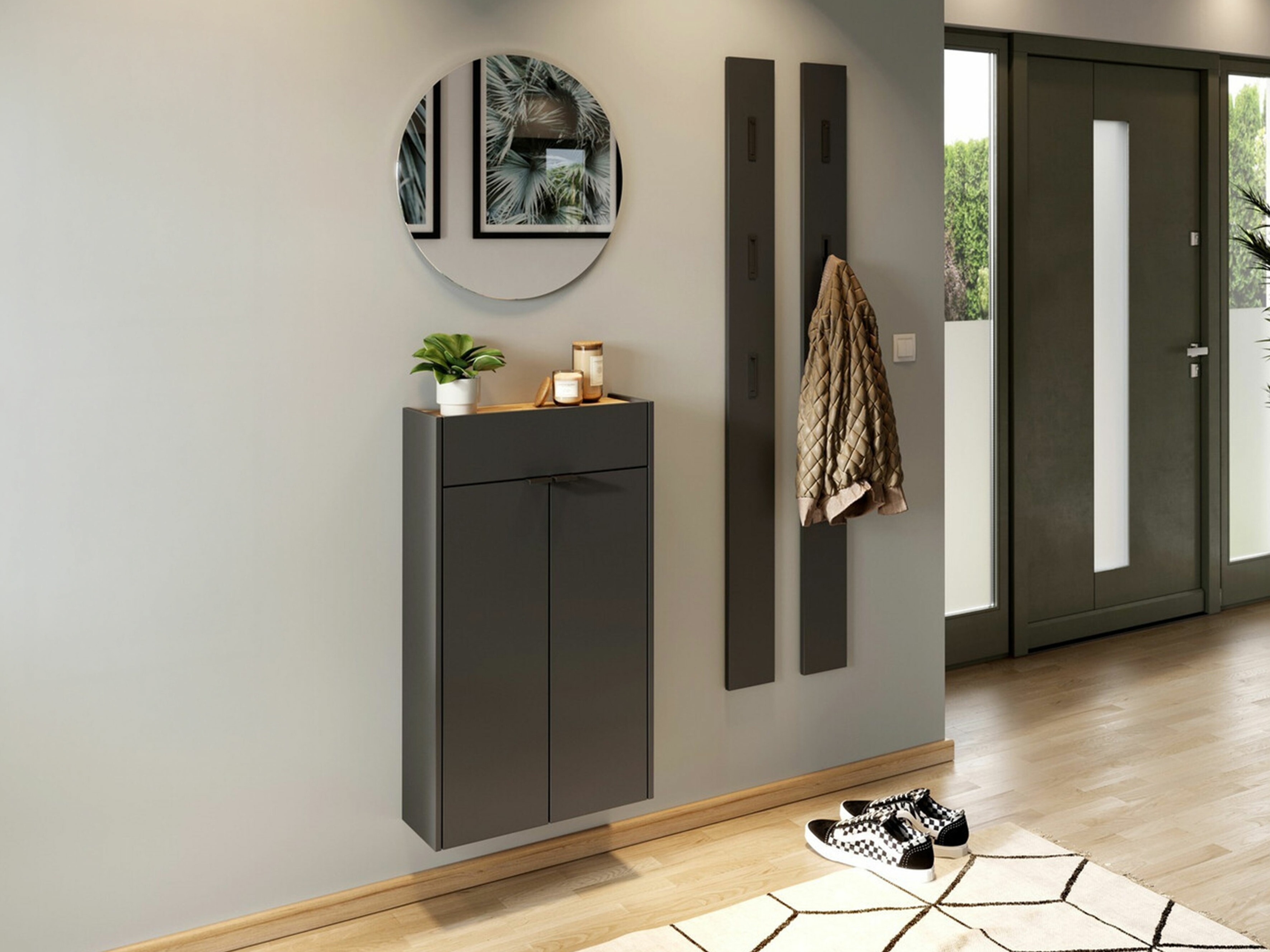 Komplet za predsobo Cirsale 104 (Grafit + Navarra hrast)