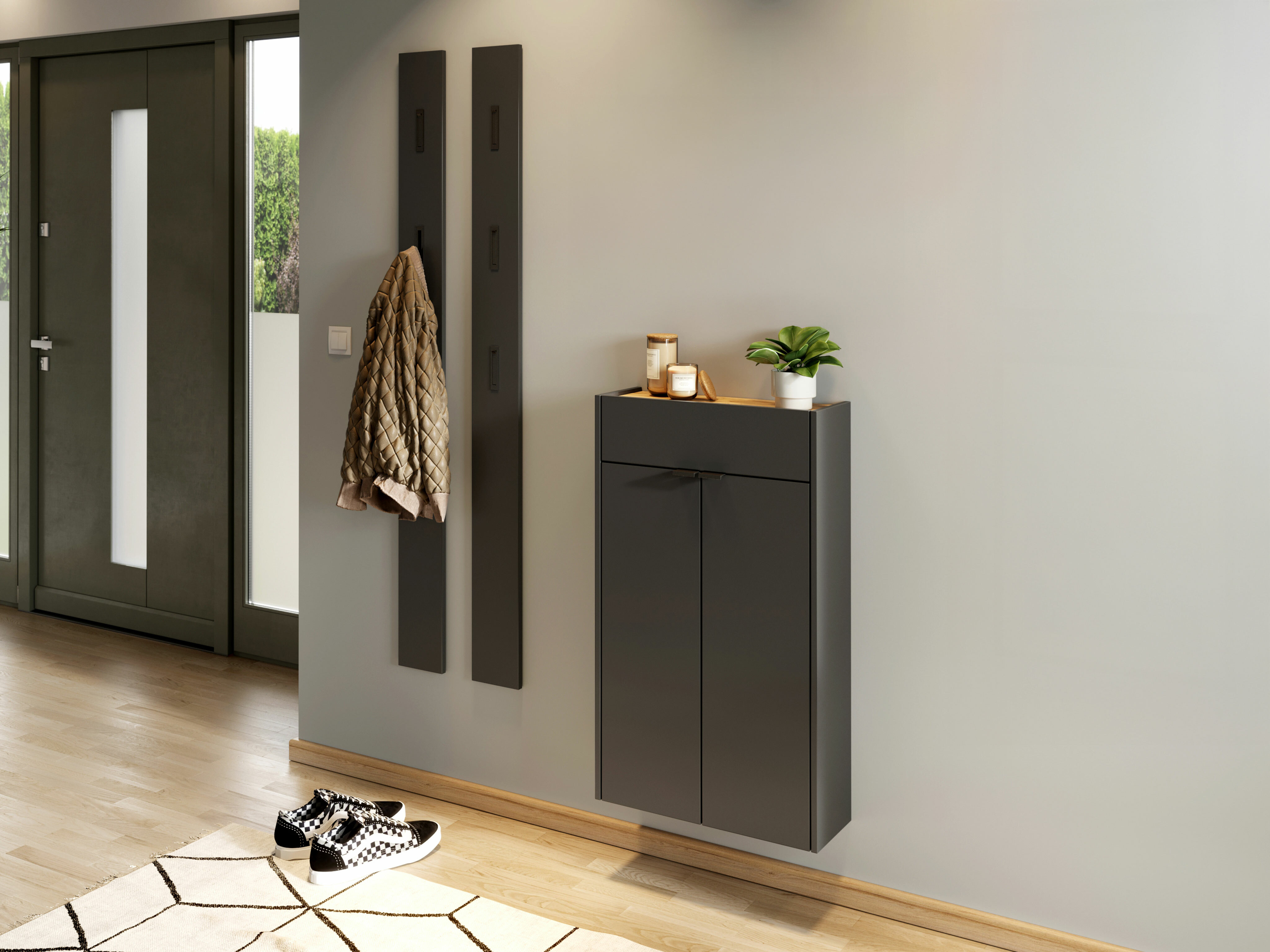 Komplet za predsobo Cirsale 105 (Grafit + Navarra hrast)