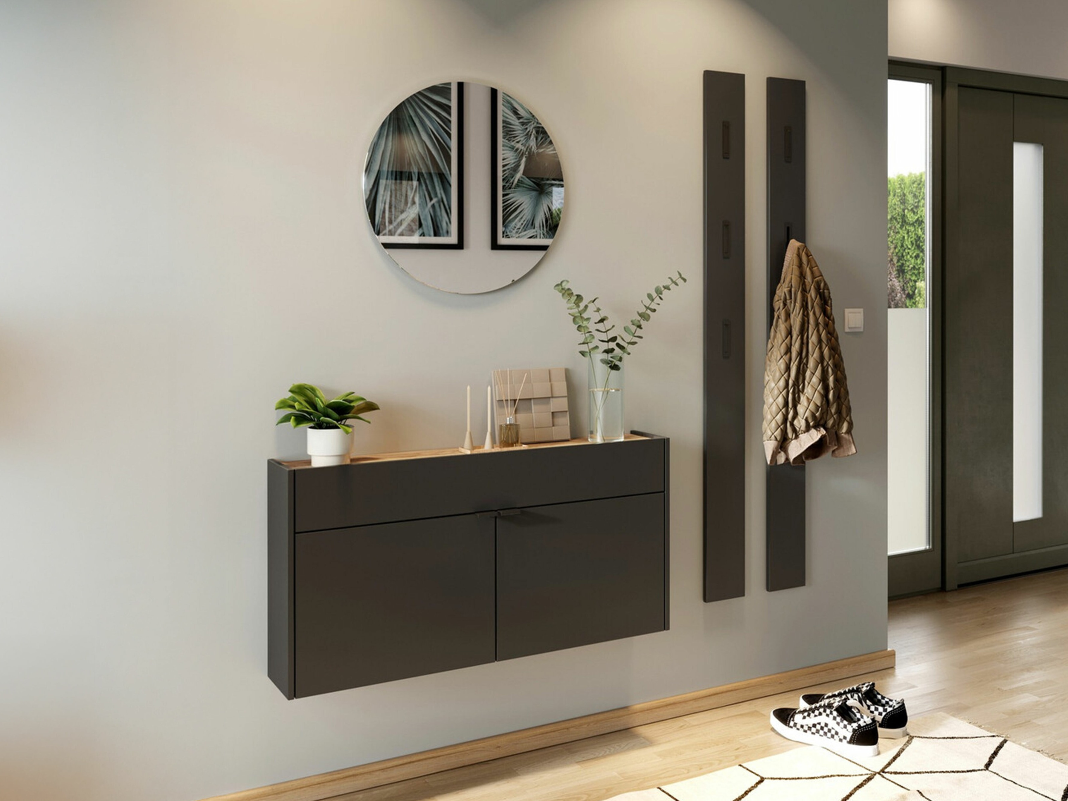 Komplet za predsobo Cirsale 106 (Grafit + Navarra hrast)