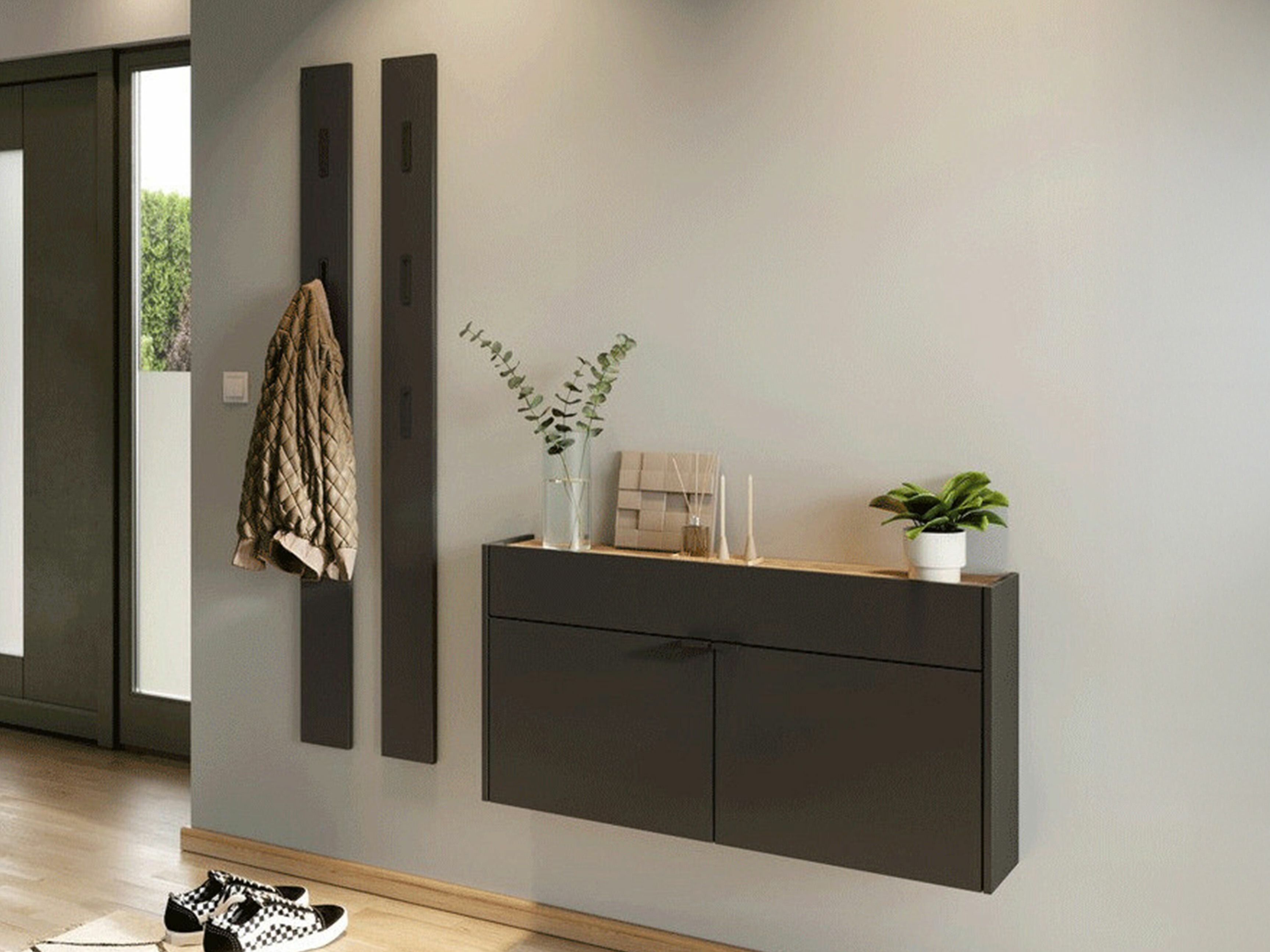 Komplet za predsobo Cirsale 107 (Grafit + Navarra hrast)