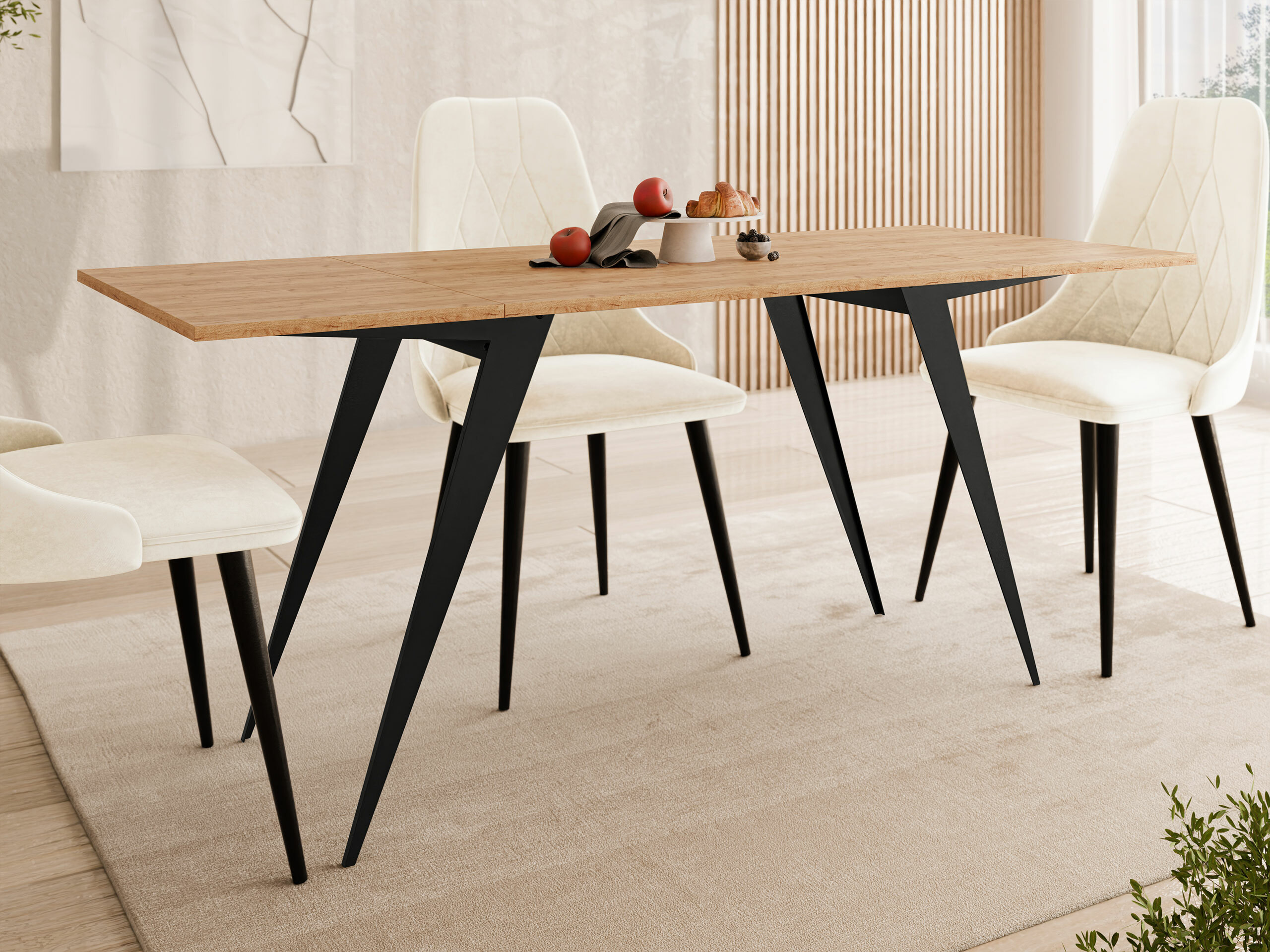 Raztegljiva klubska mizica Oswego 150 (Craft zlati hrast + Črna)