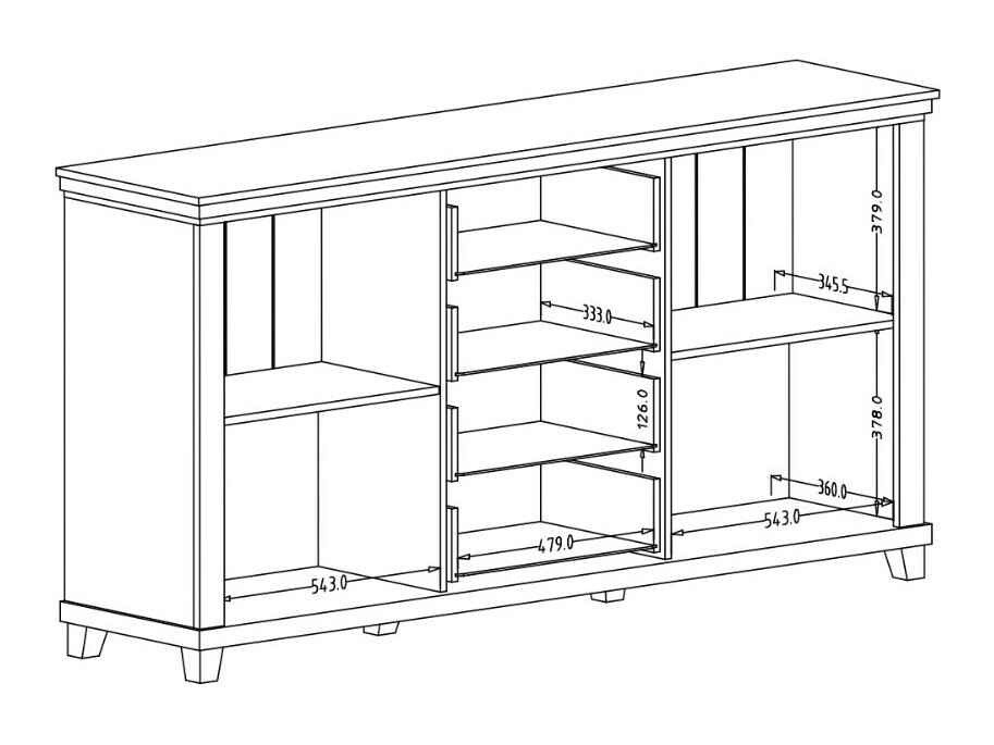 Komoda Tolnue 103 (Temno zelena + Hrast lefkas)