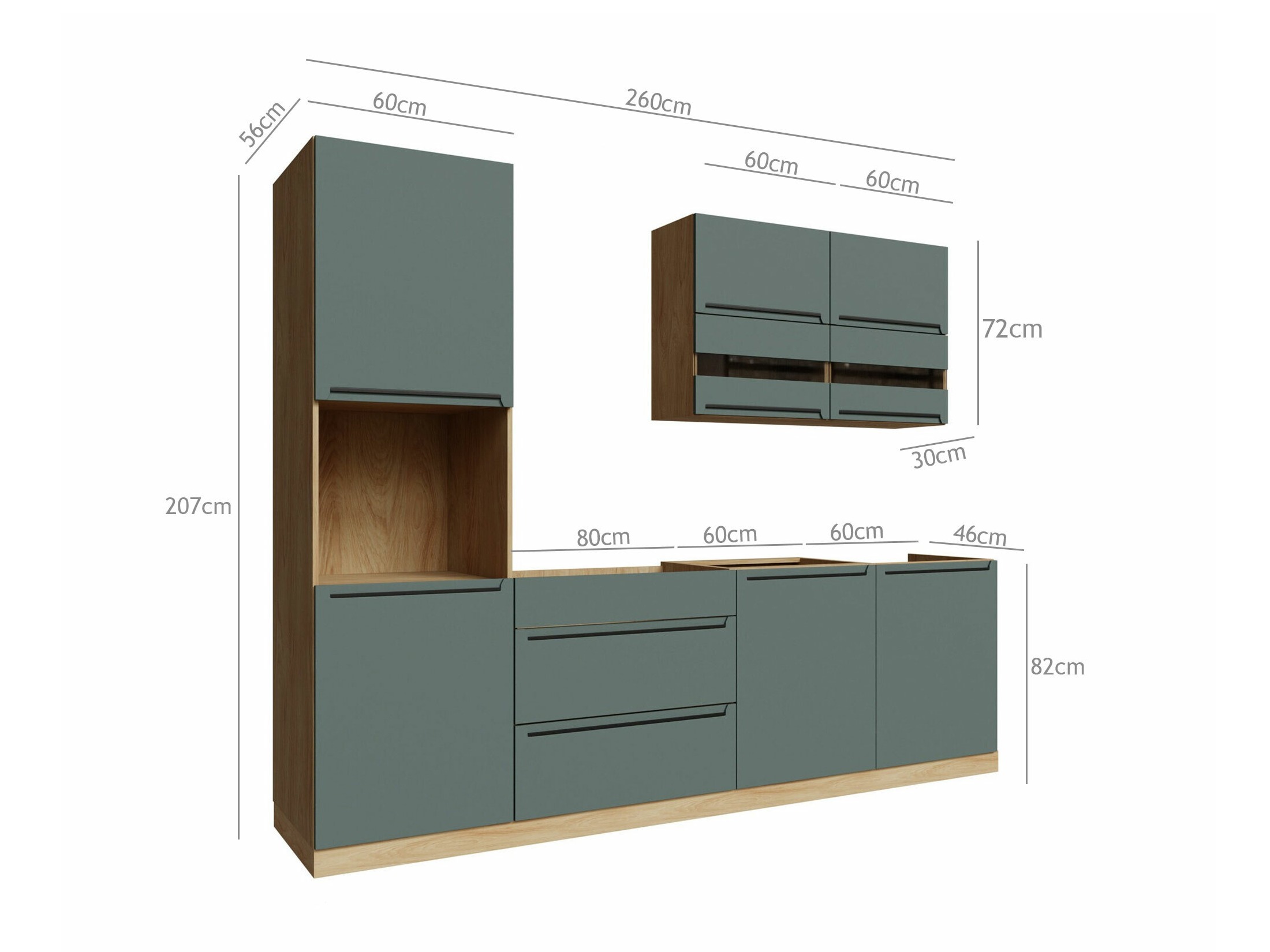 Modularni kuhinjski komplet Riso Green 170