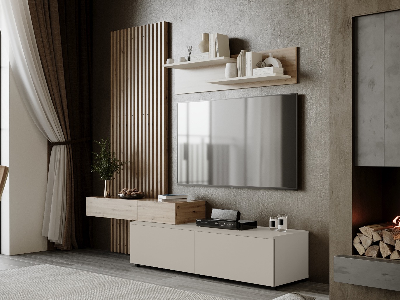 Komplet za dnevno sobo Houston 2086 (Artisan hrast + Kašmir)