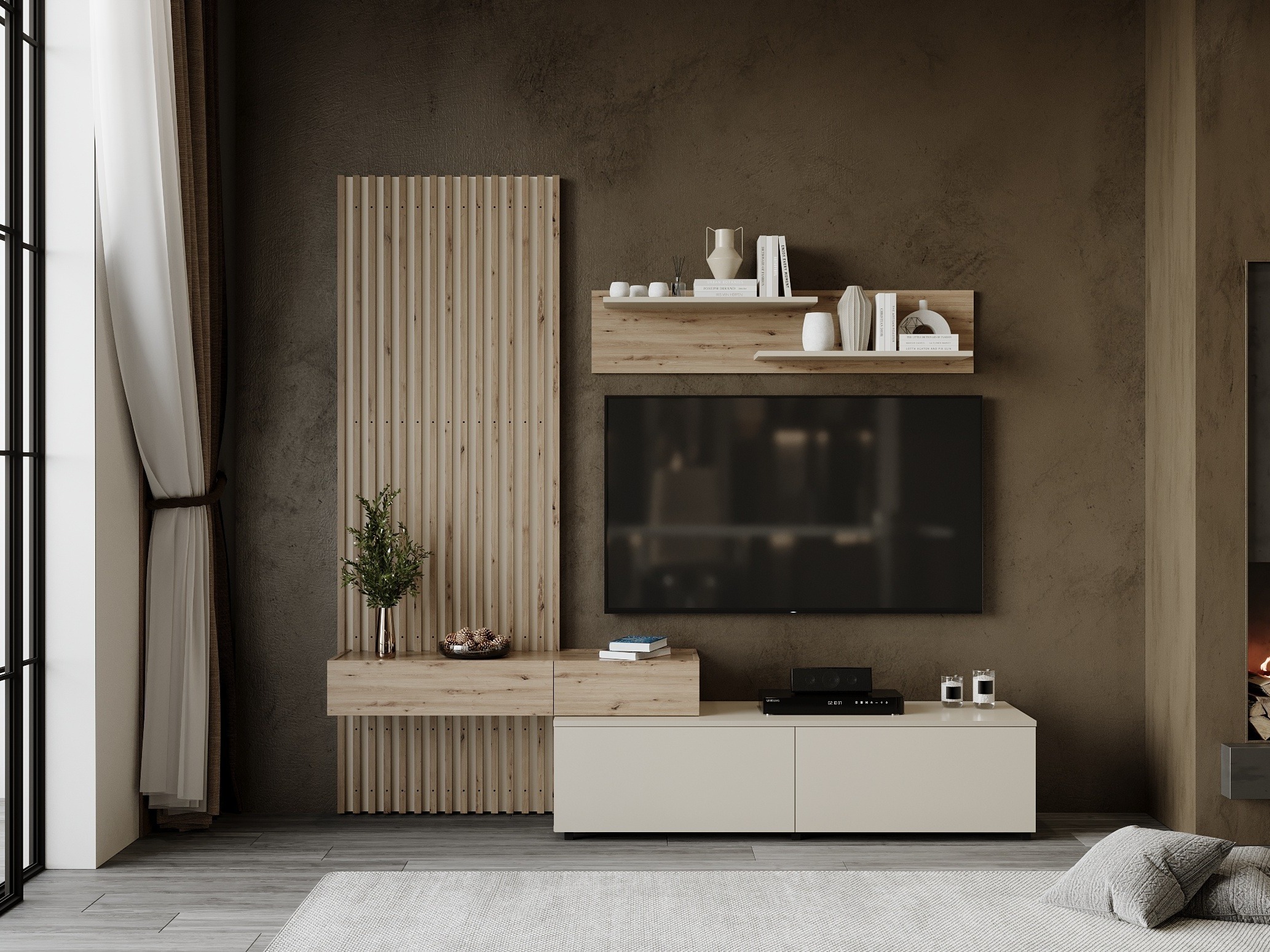 Komplet za dnevno sobo Houston 2086 (Artisan hrast + Kašmir)