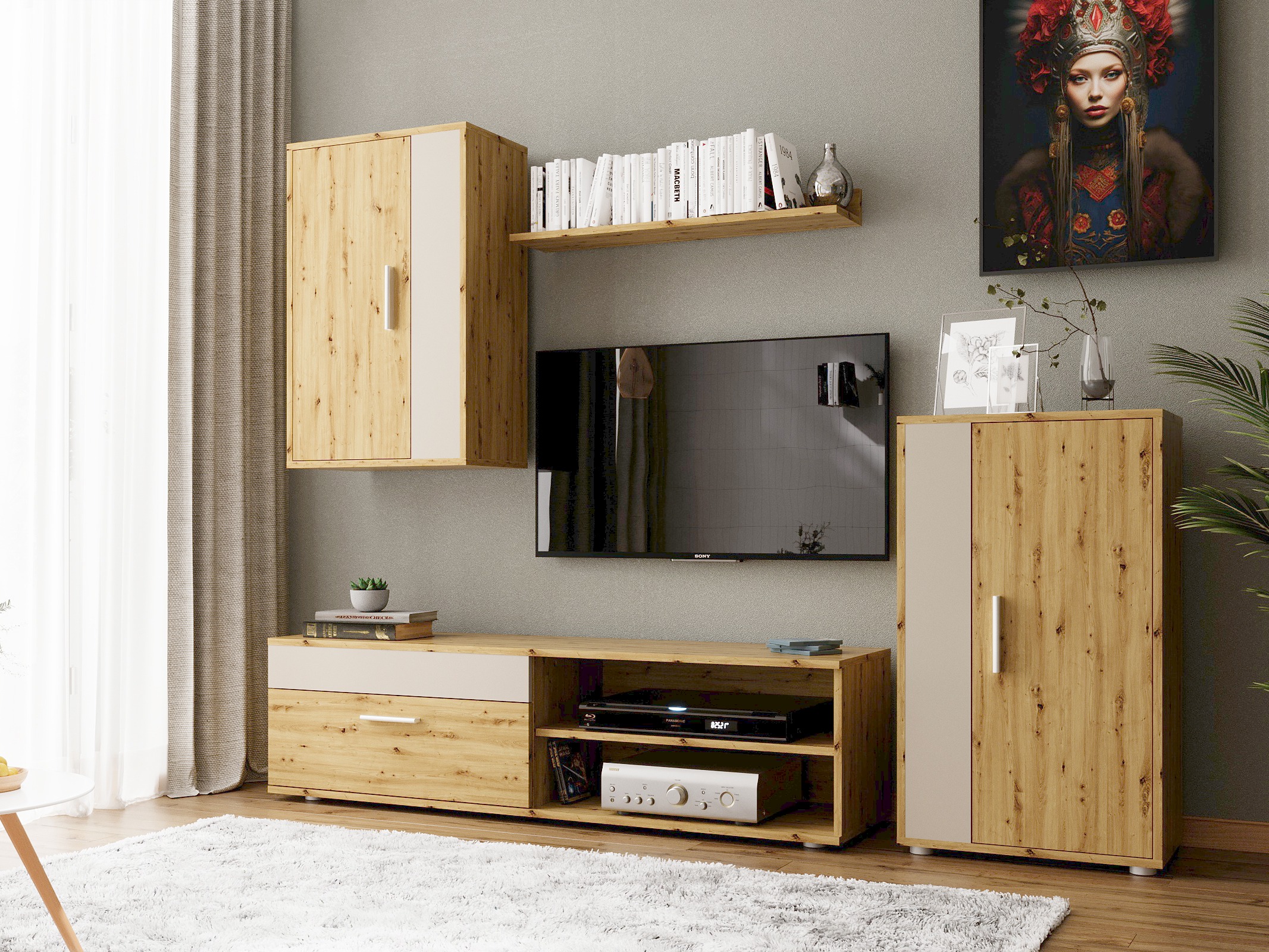 Komplet za dnevno sobo Houston 2087 (Artisan hrast + Kašmir)