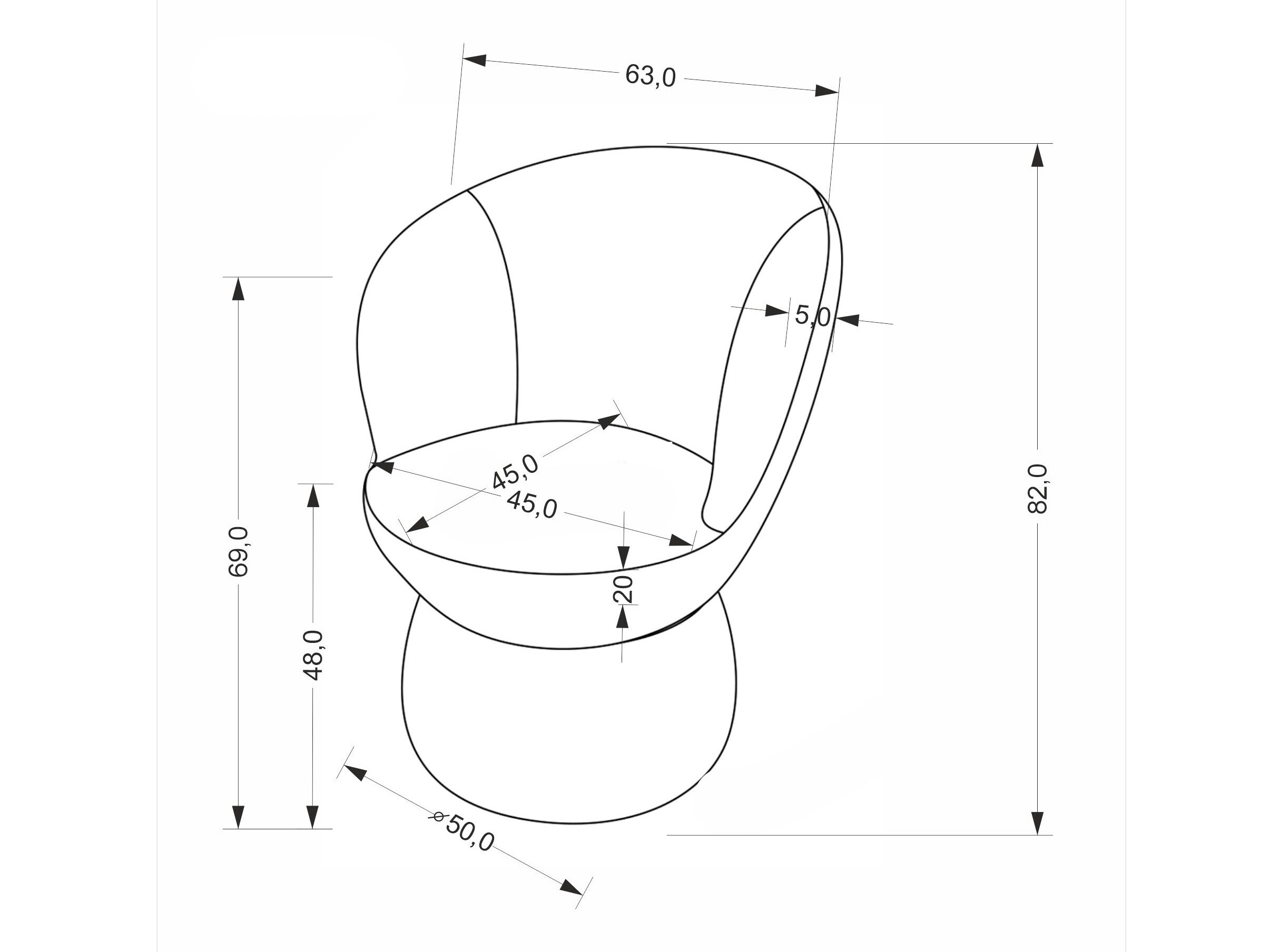 Stol Houston 2082 (Siva)