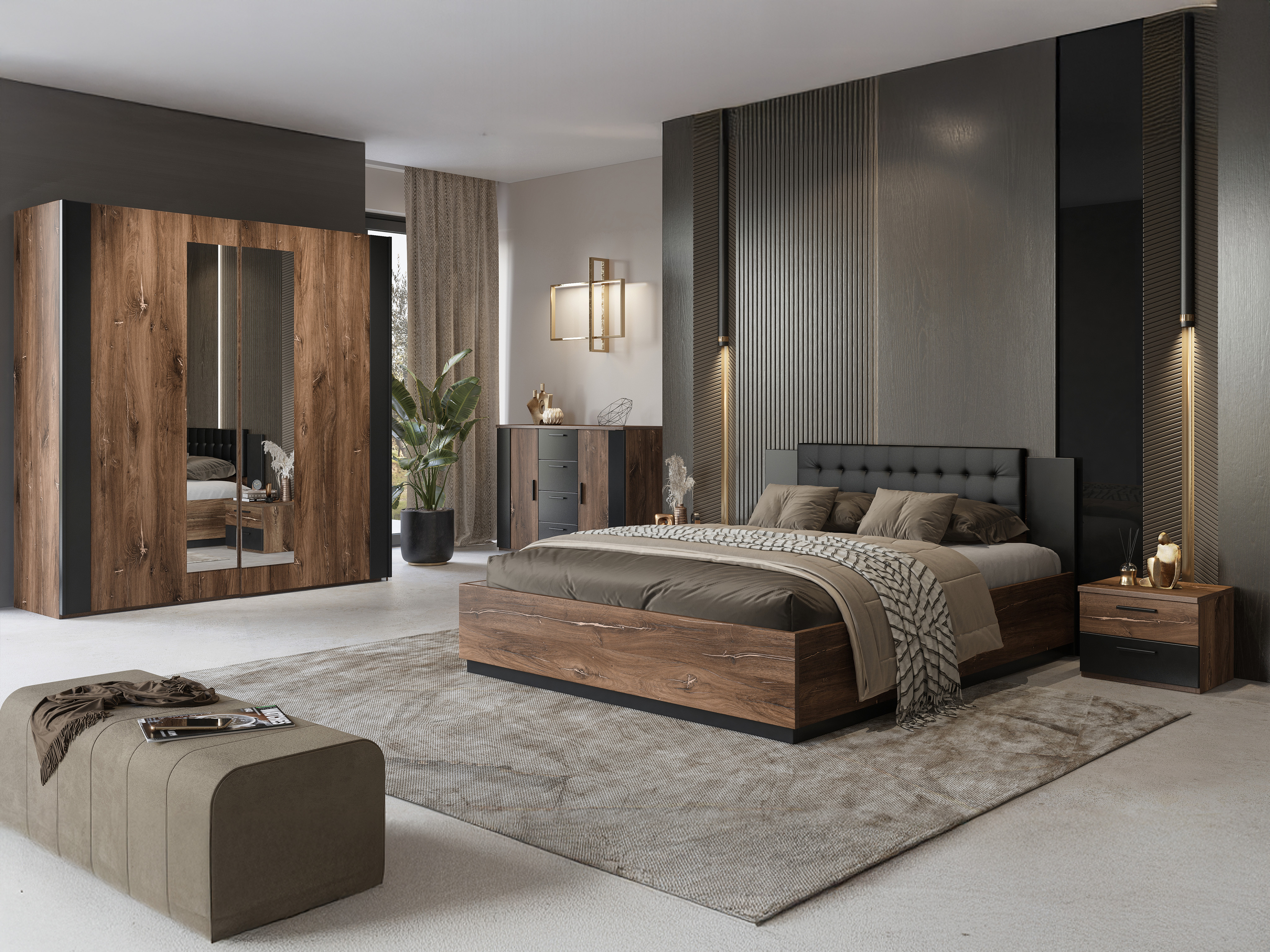 Postelja Felelie 104 (Temen Flagstaf hrast + Baker)