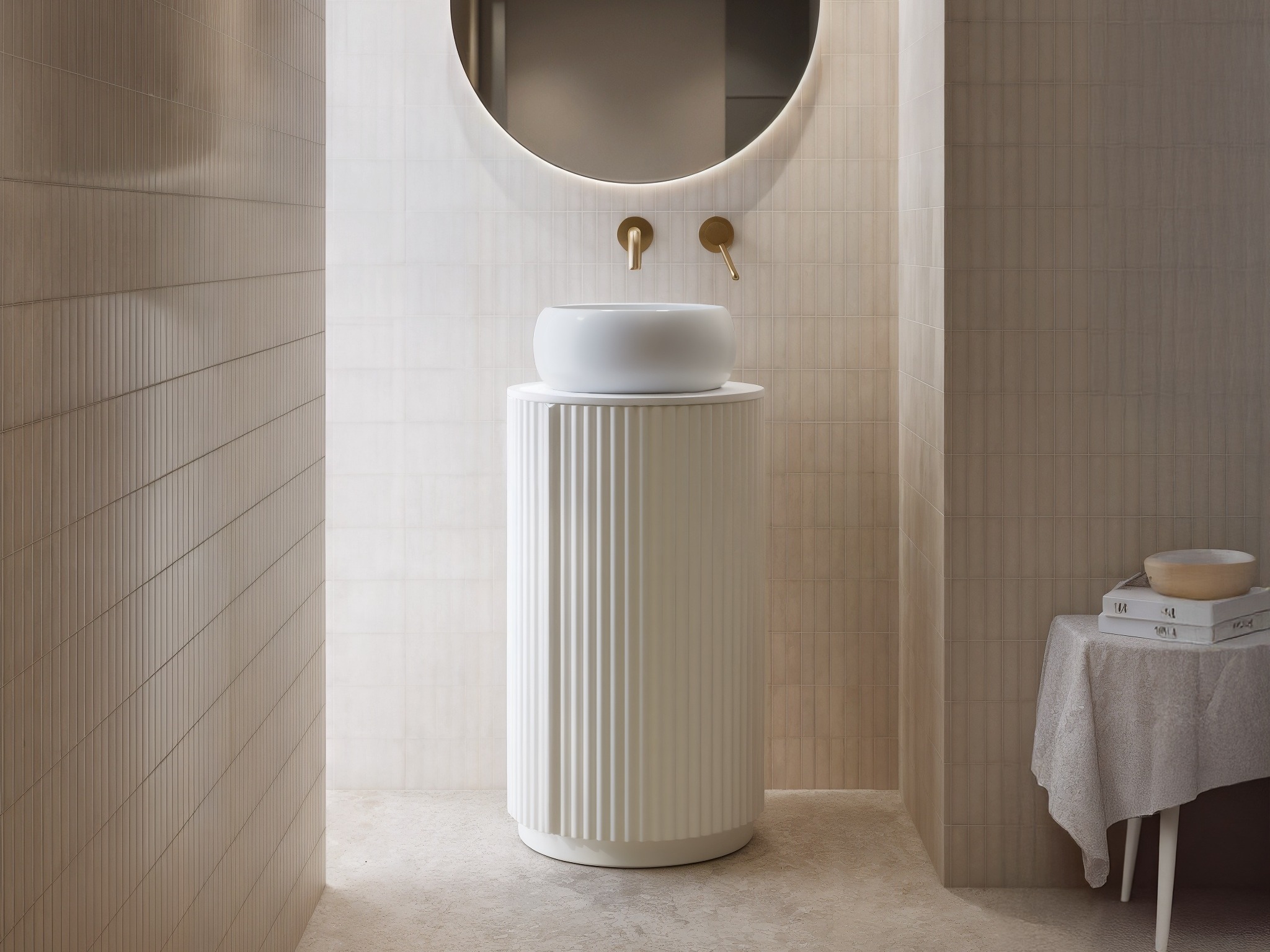 Prostostoječa kopalniška omarica za umivalnik Burleson 503 (Bela)