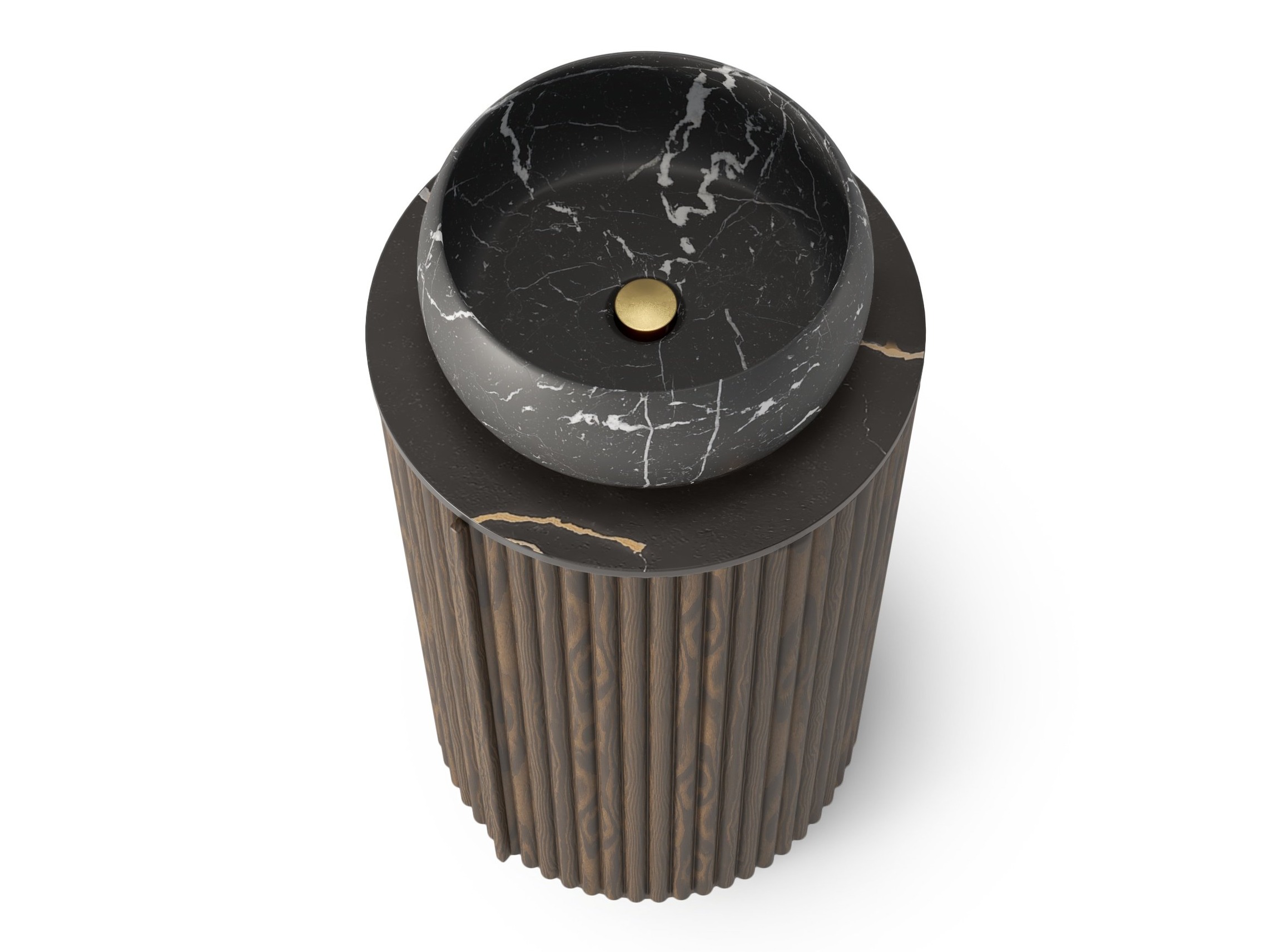 Prostostoječa kopalniška omarica za umivalnik Burleson 503 (Oreh + Črna)