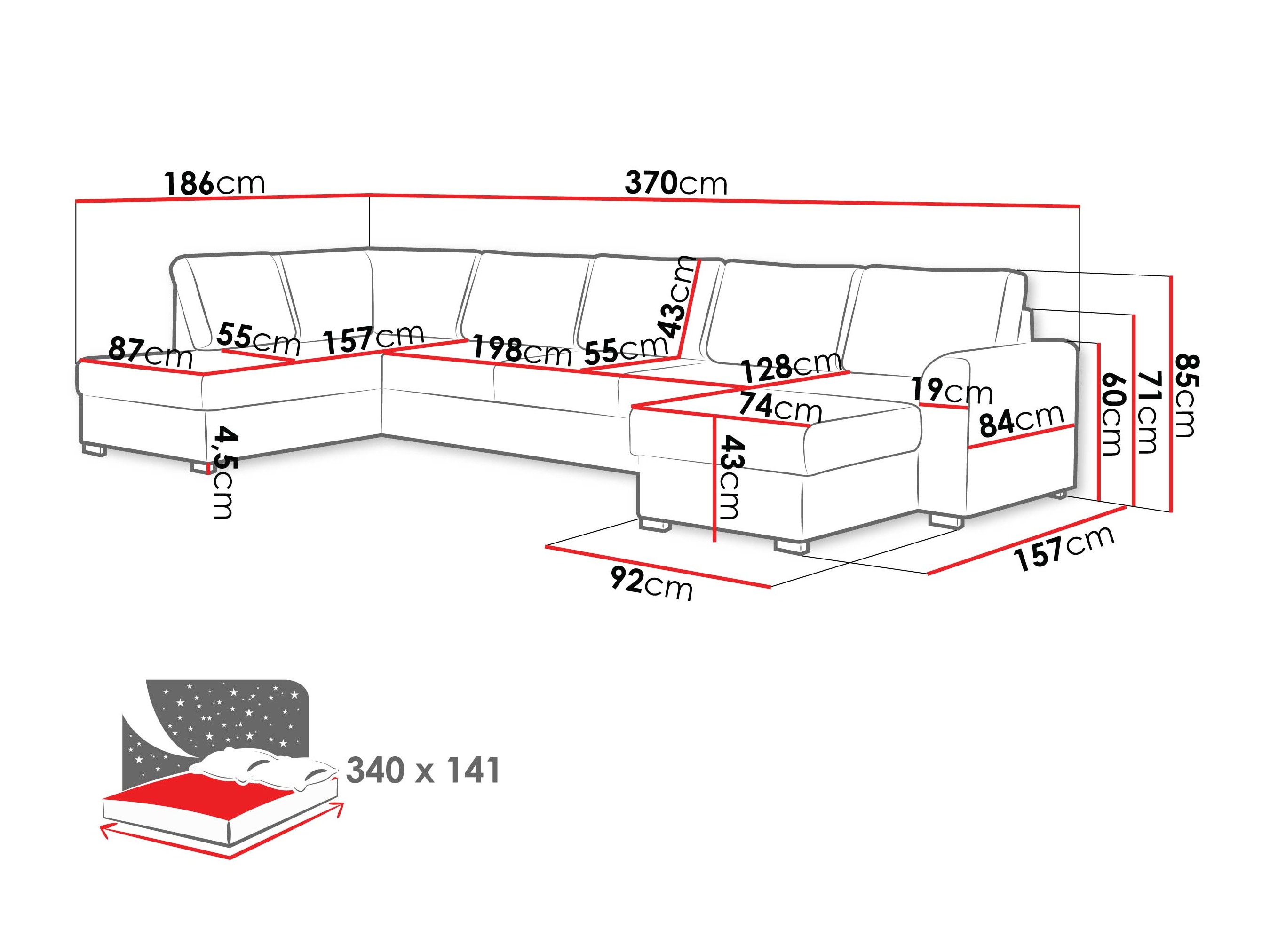 Kotna garnitura Comfivo Flumen III (Piano 26)
