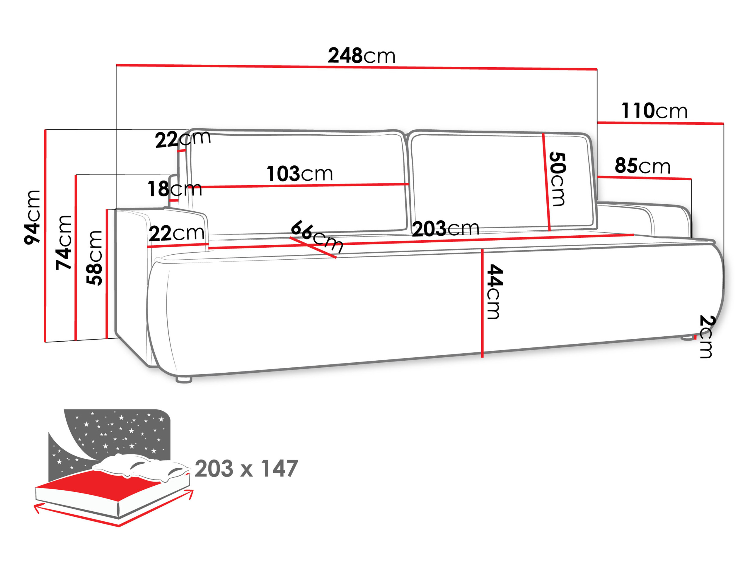 Raztegljiv kavč Bountiful 103 (Velo 635)