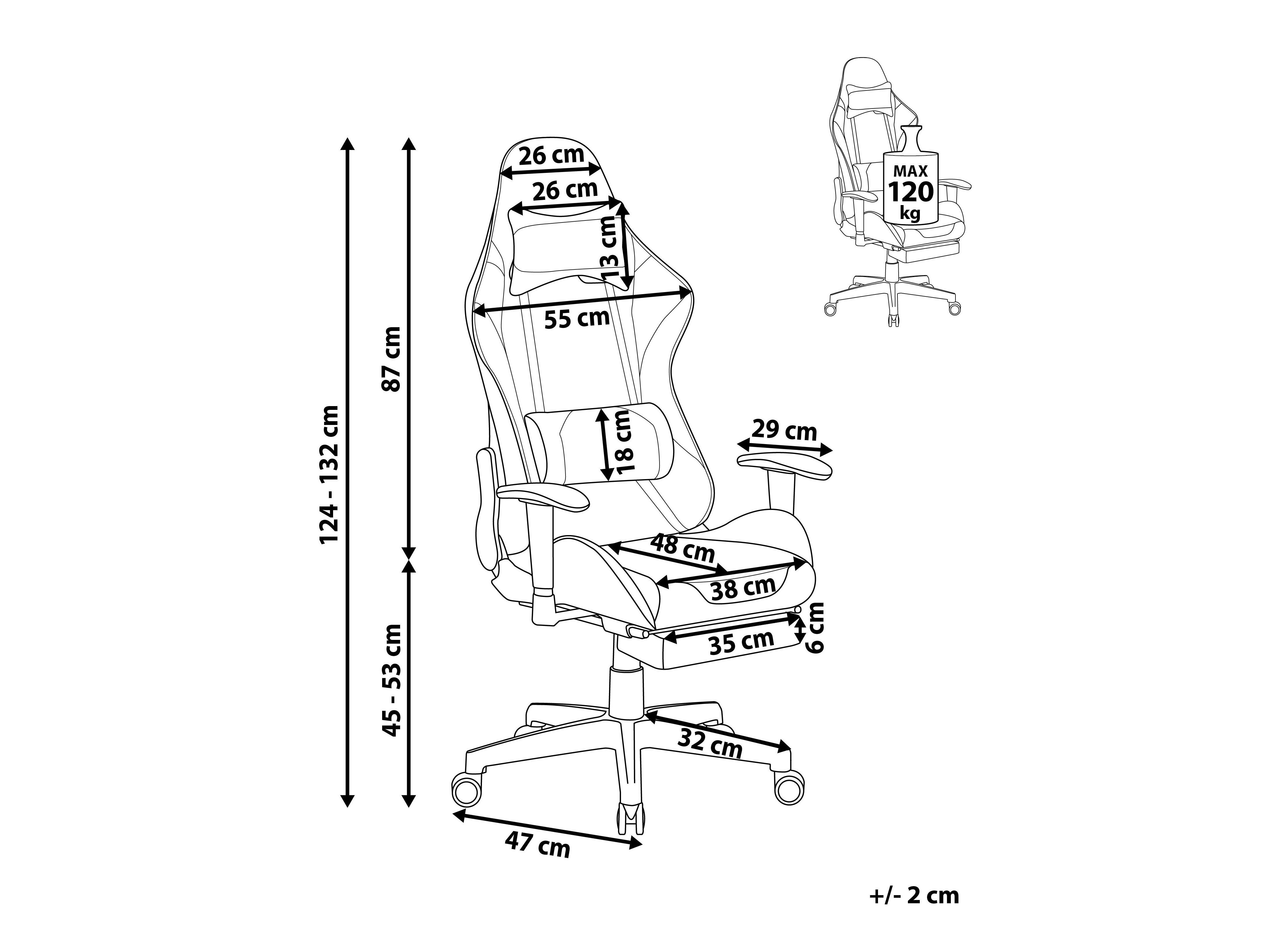 Gaming stol Berwyn 183 (Črna + Siva)