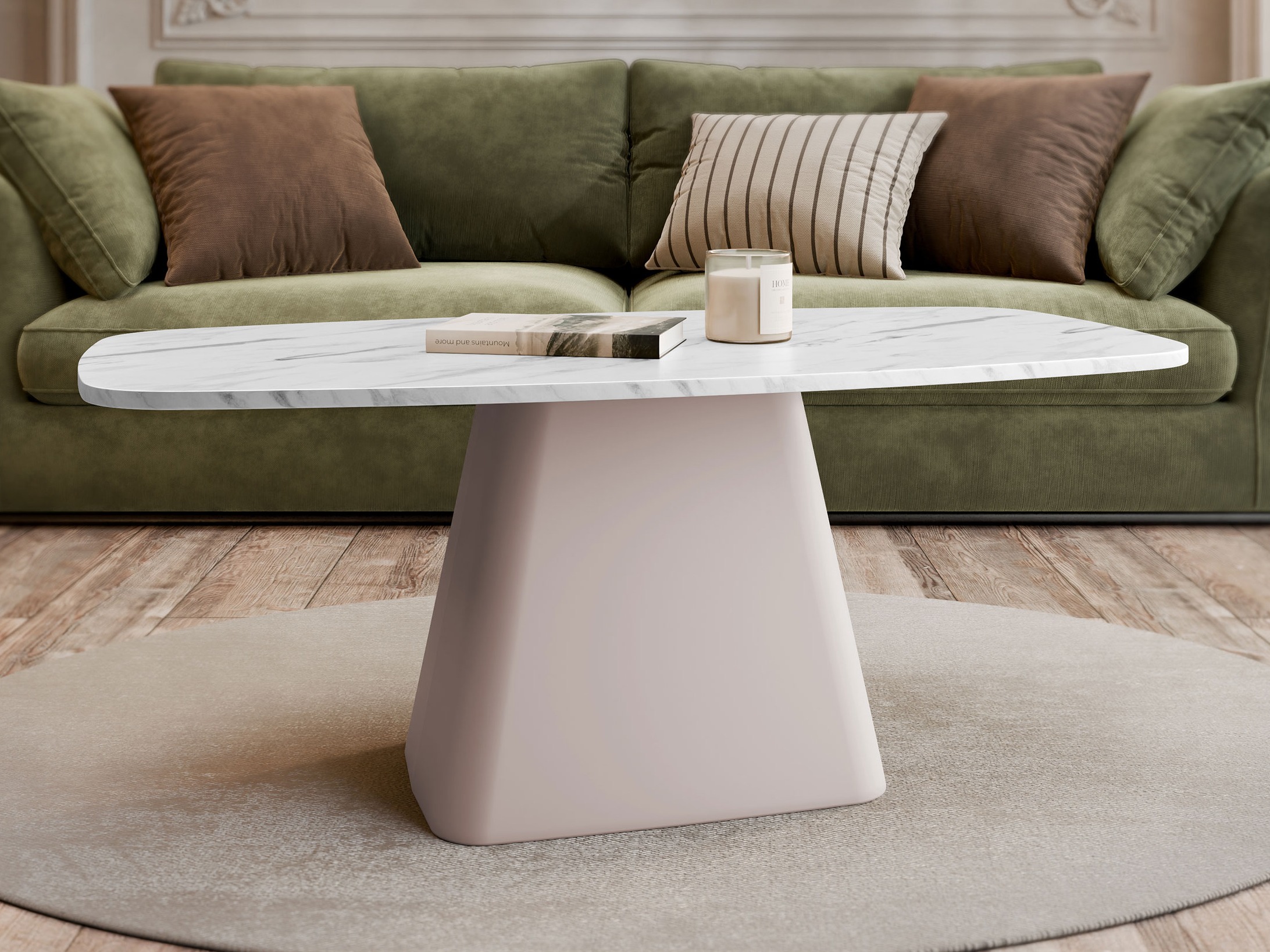 Klubska mizica Oswego 158 (Beli marmor + Kašmir)