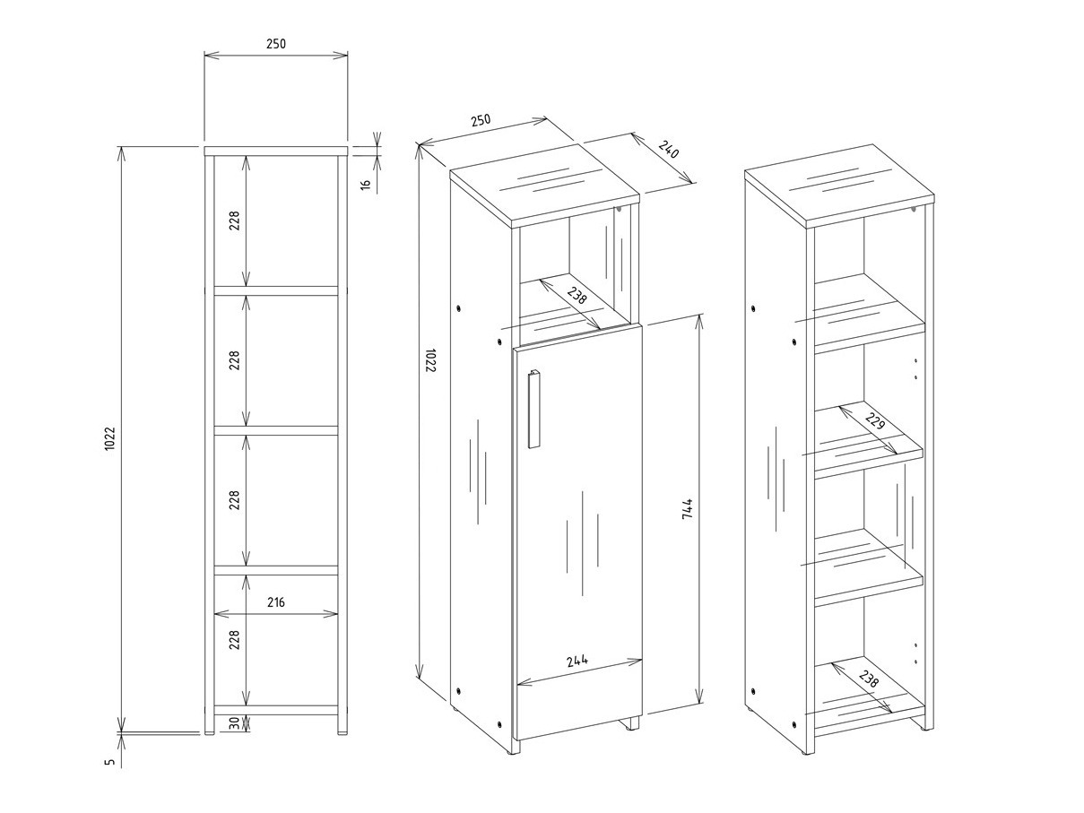 Prostostoječa Kopalniška omarica Mandeville 344