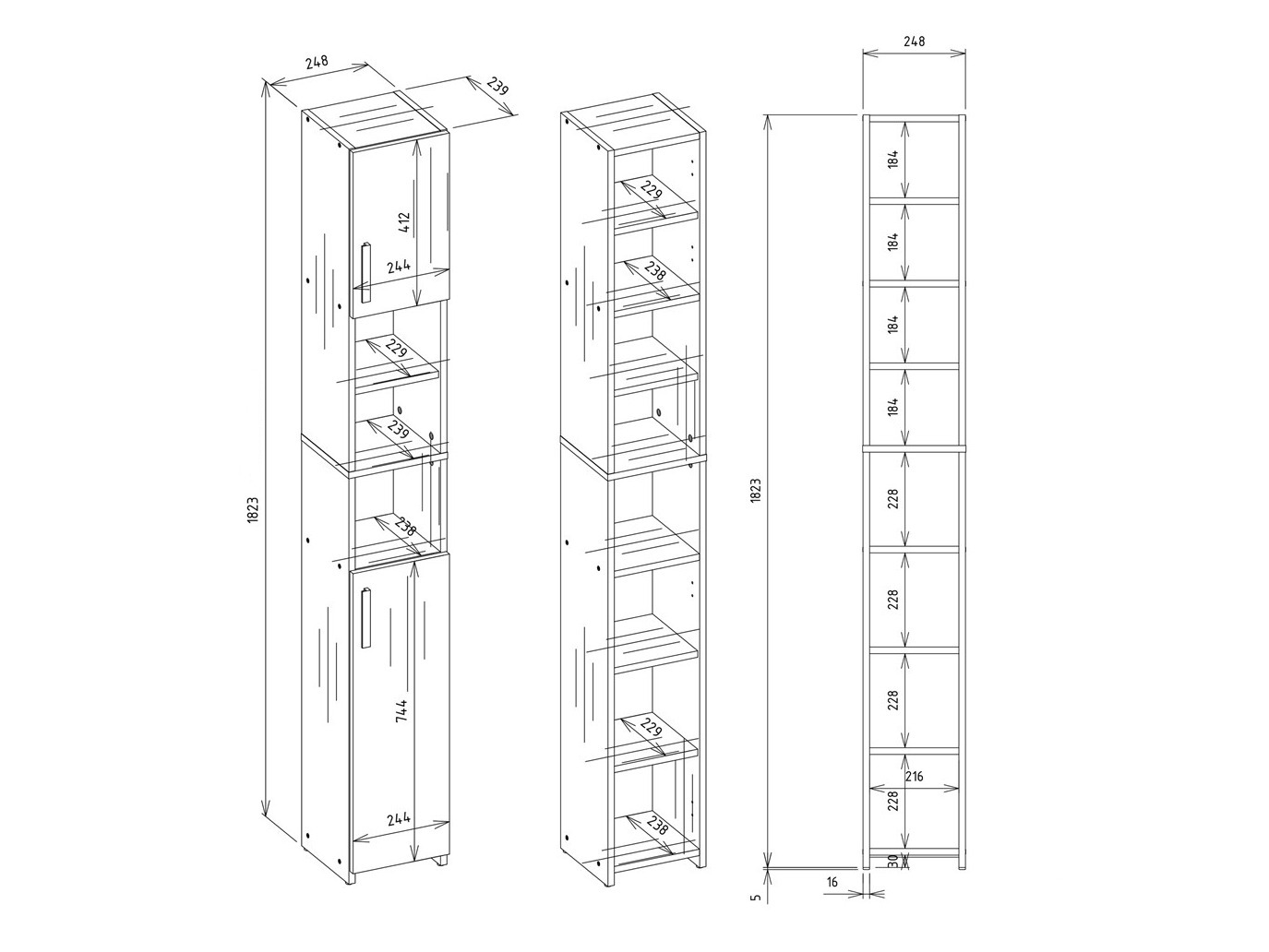 Prostostoječa Kopalniška omarica Mandeville 345