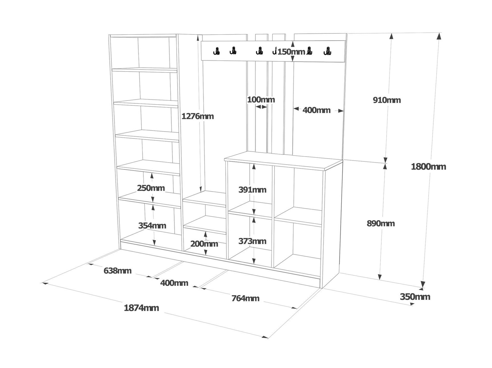 Komplet za predsobo Kailua 2178