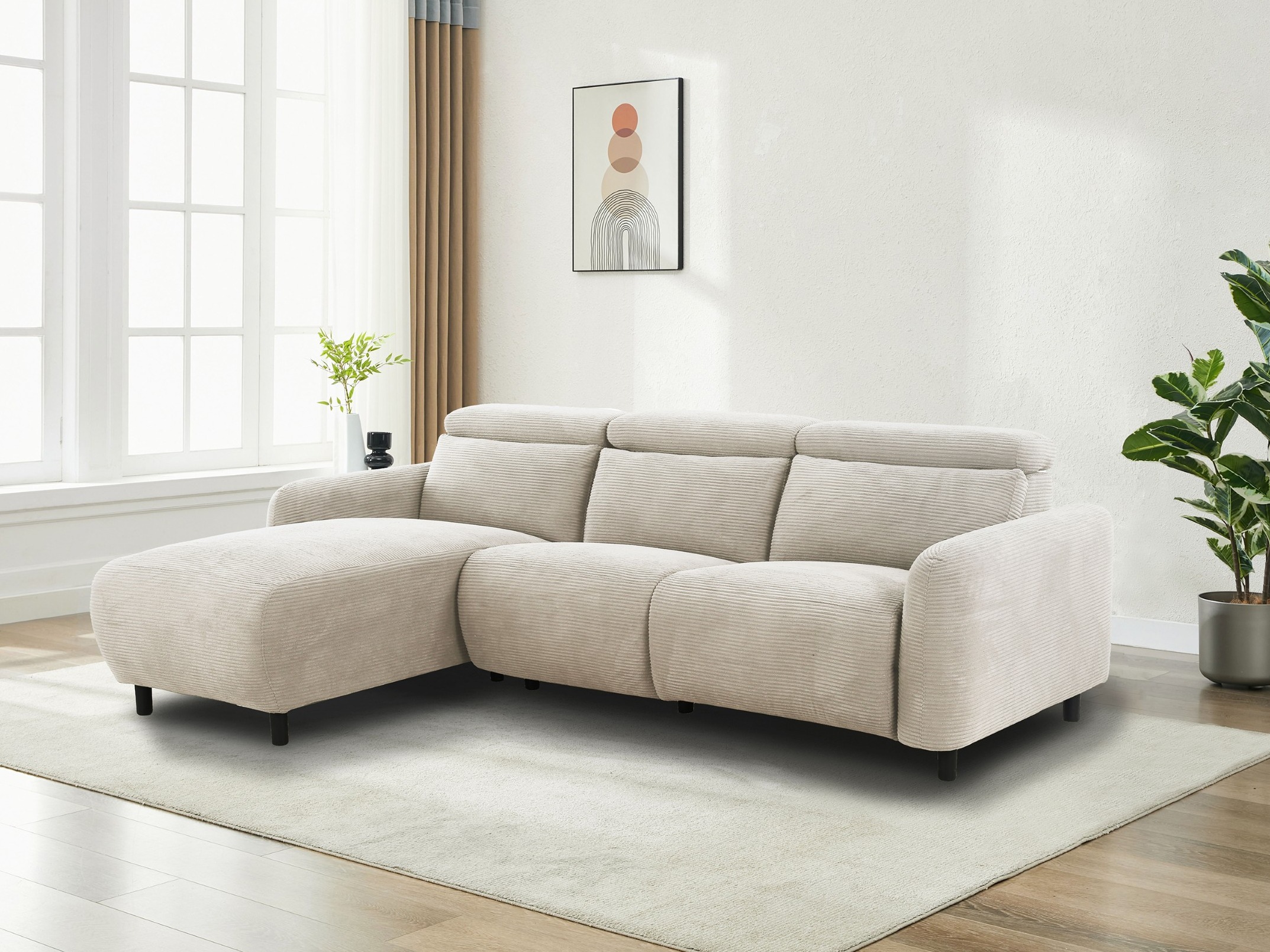 Kotna garnitura s počivalnikom Denton 1510 (Krema)