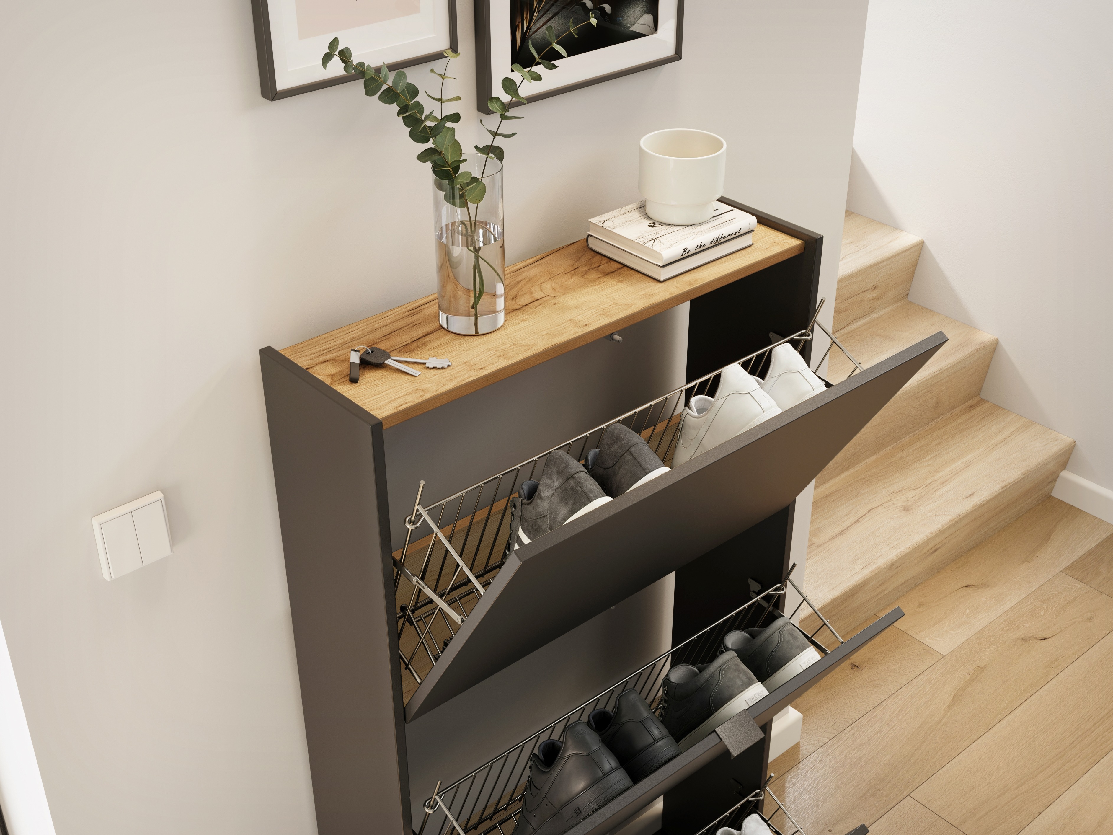 Omarica za čevlje Cirsale 113 (Navarra hrast + Grafit)